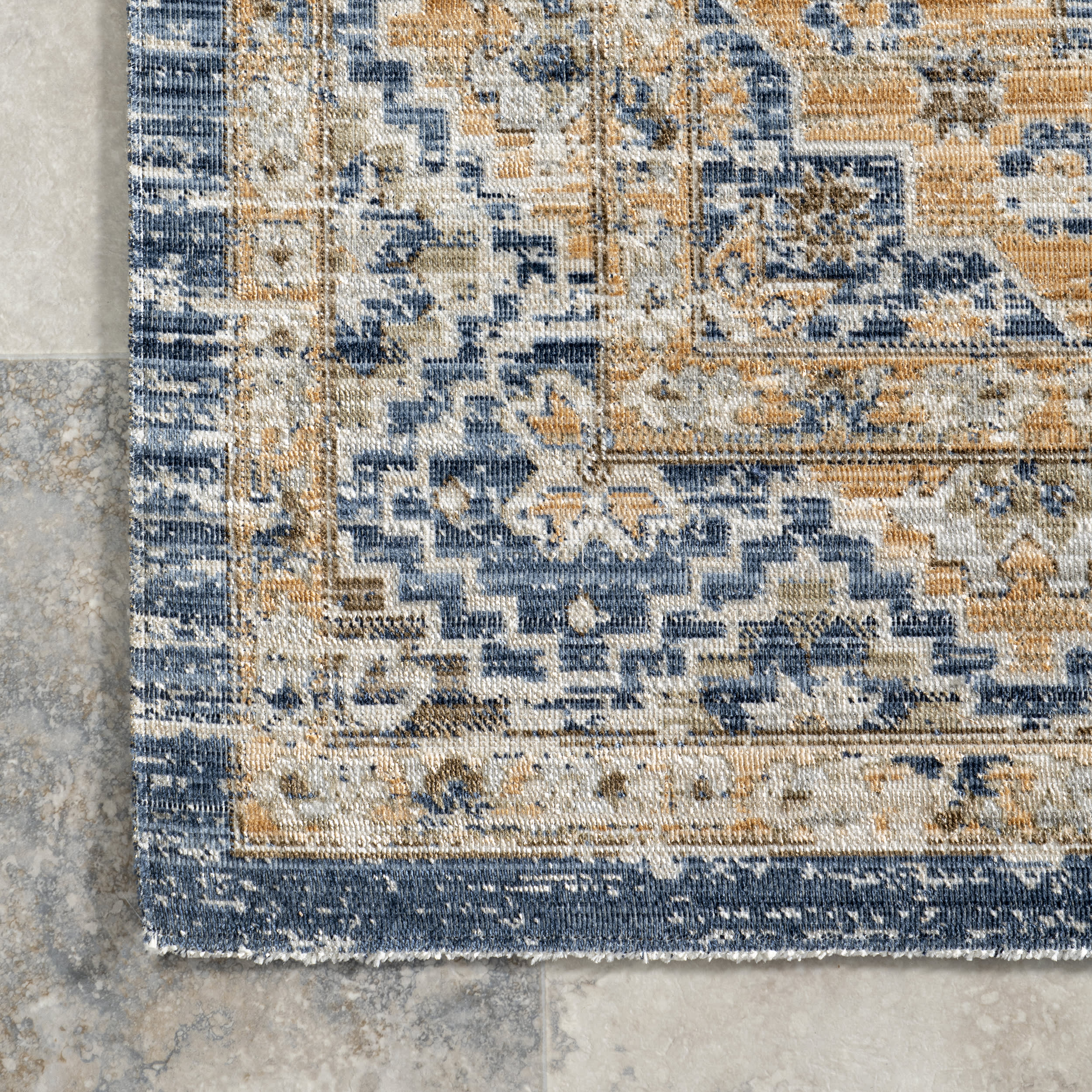 Jaycie Medallion Washable Indoor/Outdoor Rug | Blue - Image 3