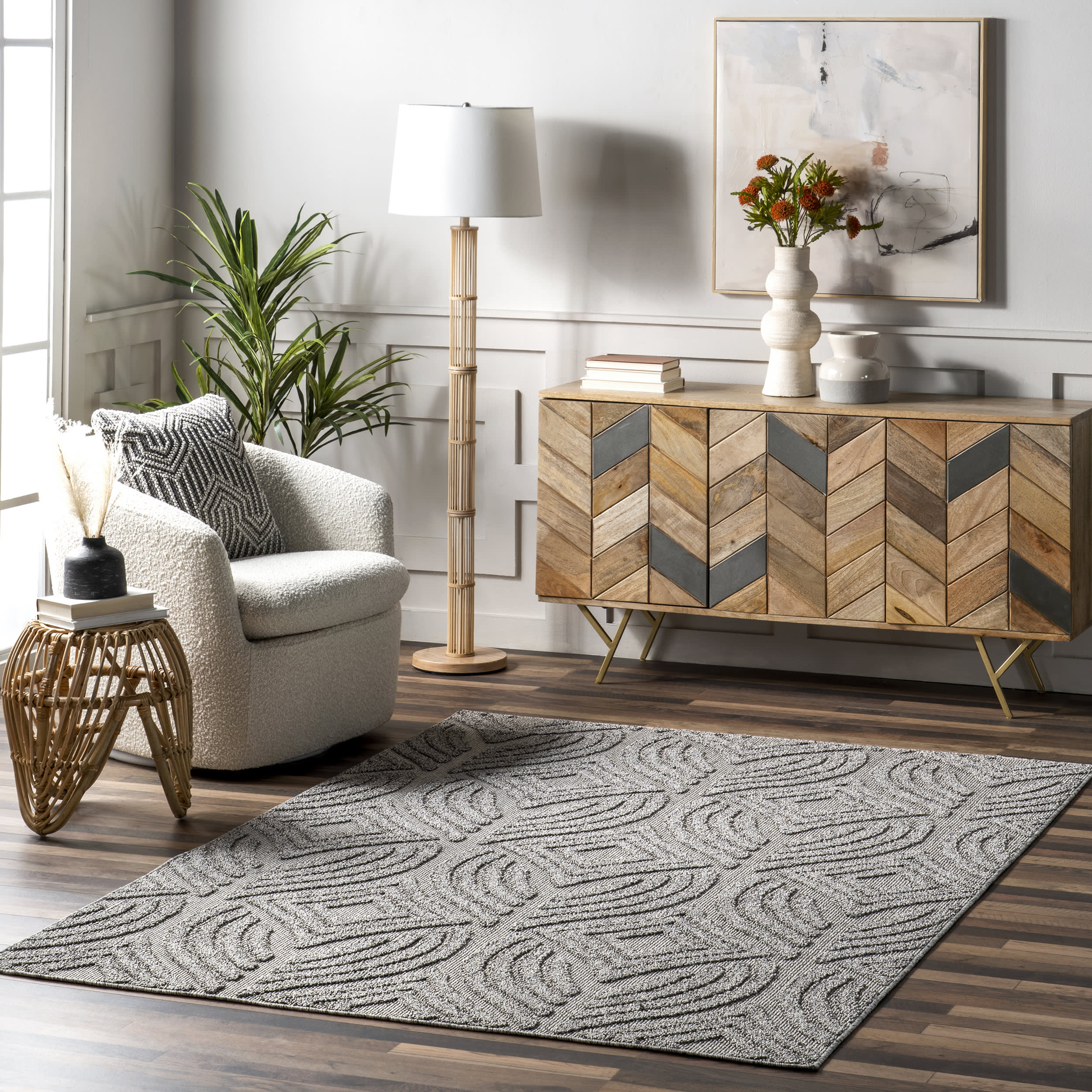 Jayda Diamond Indoor/Outdoor Rug | Grey - Image 2