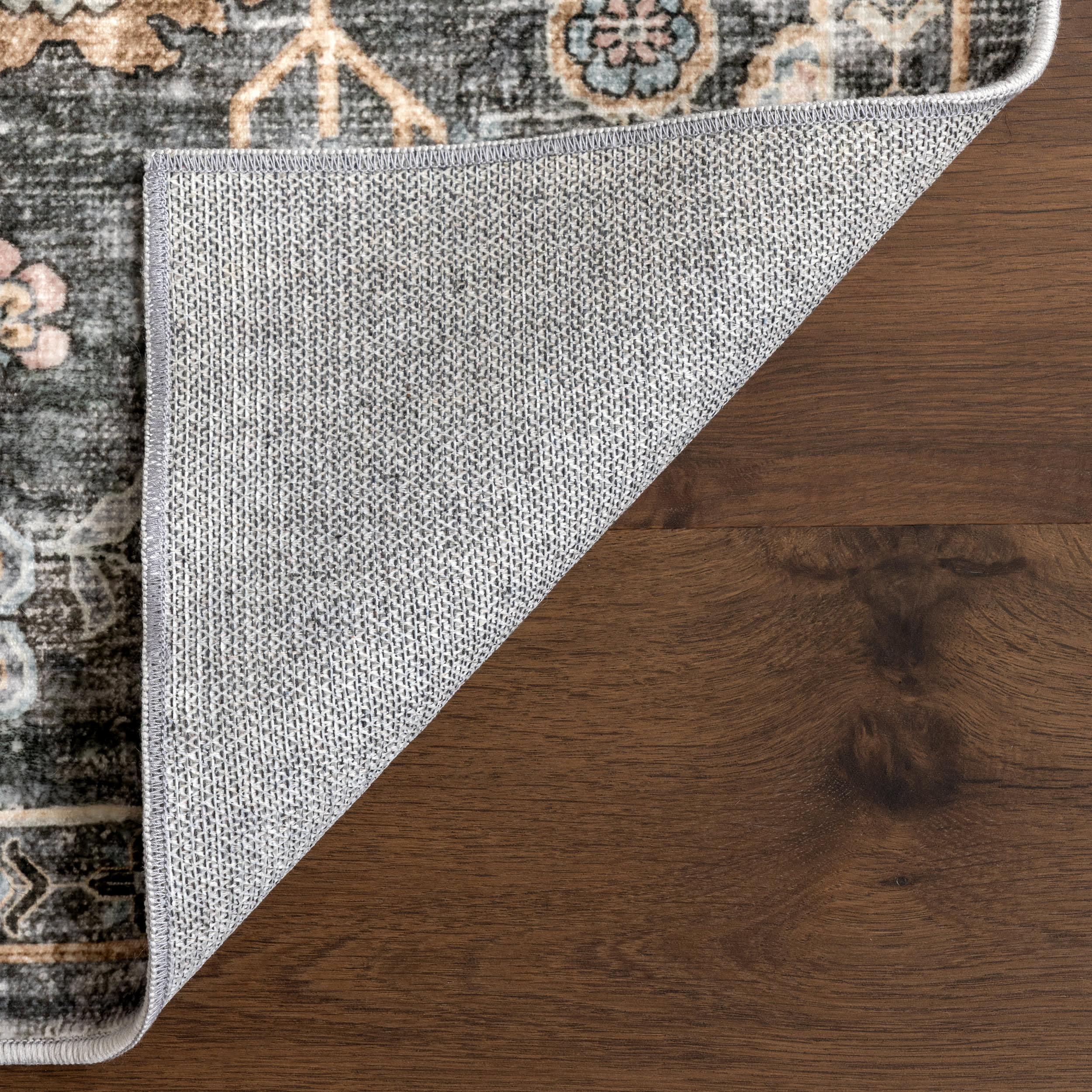 Jaylah Medallion Washable Rug | Charcoal - Image 7