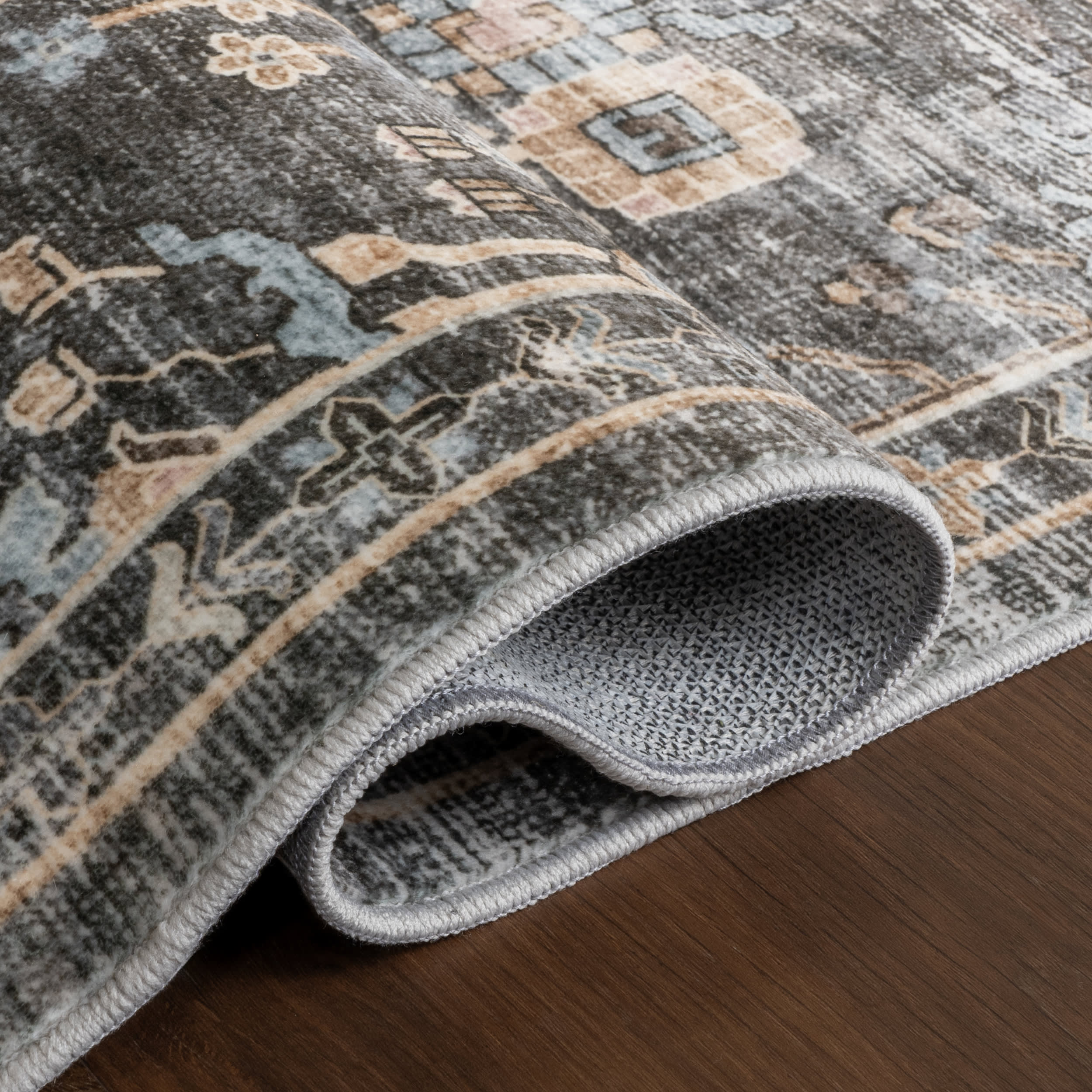 Jaylah Medallion Washable Rug | Charcoal - Image 9