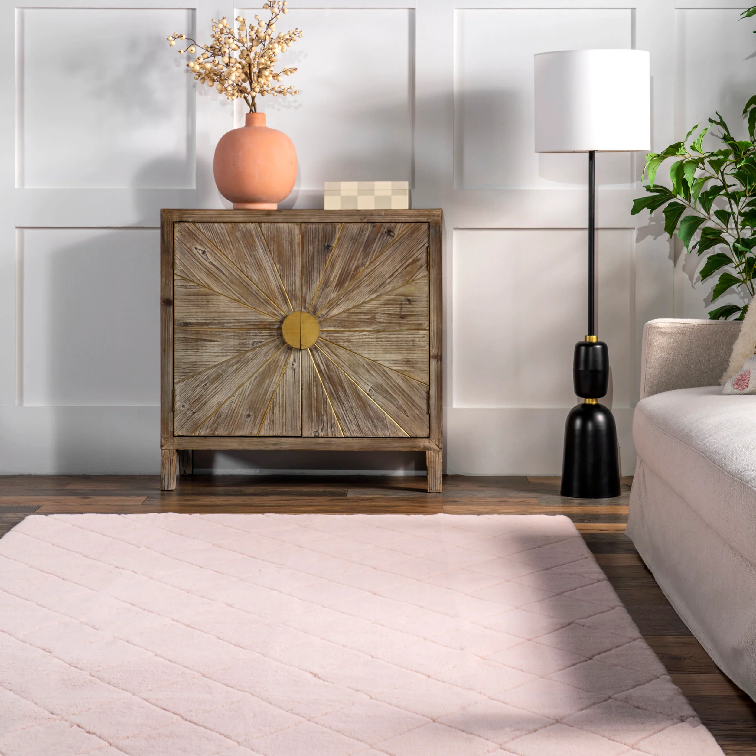 Jaylene Trellis Plush Cloud Washable Rug | Blush - Image 4