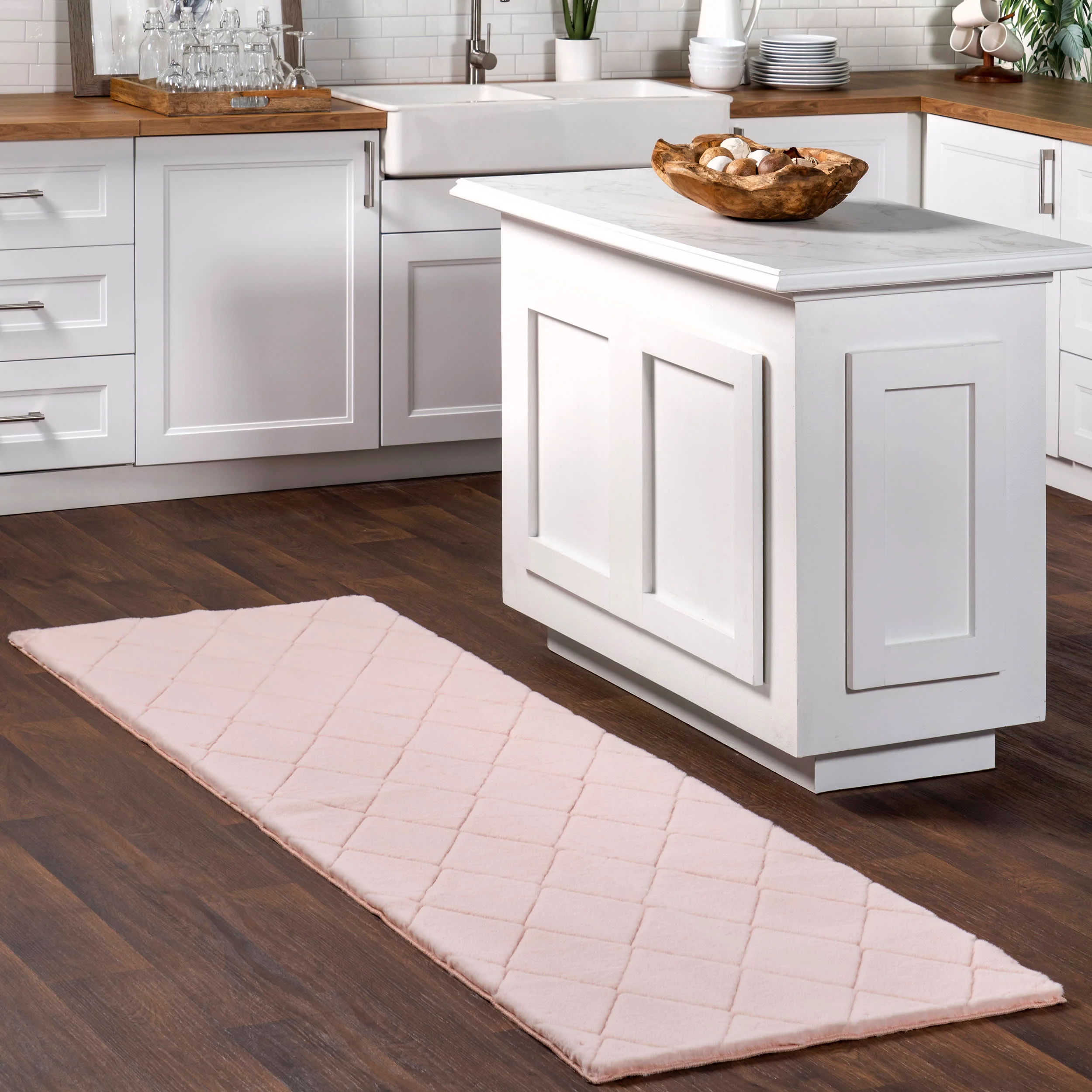 Jaylene Trellis Plush Cloud Washable Rug | Blush - Image 2