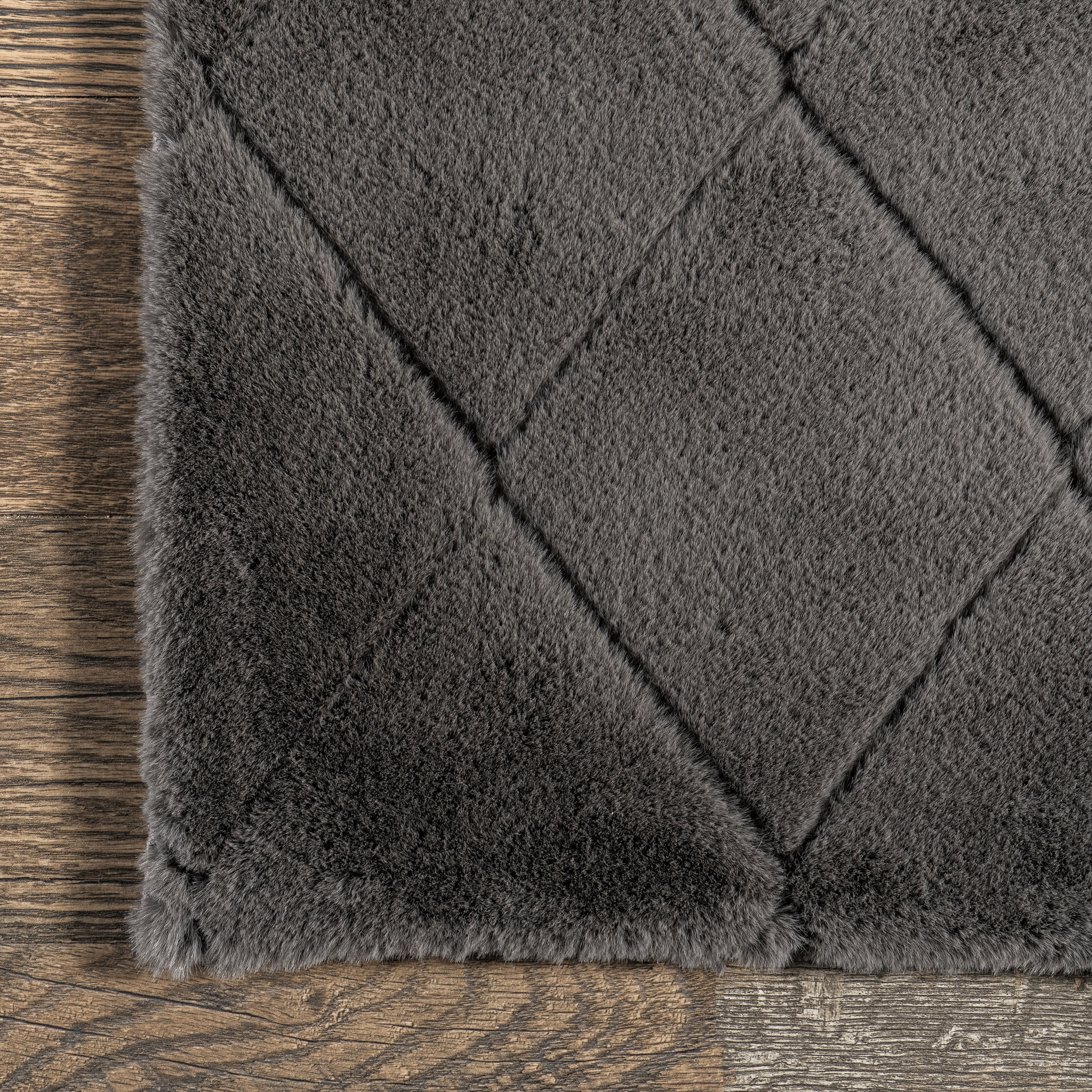 Jaylene Trellis Plush Cloud Washable Rug | Charcoal - Image 3
