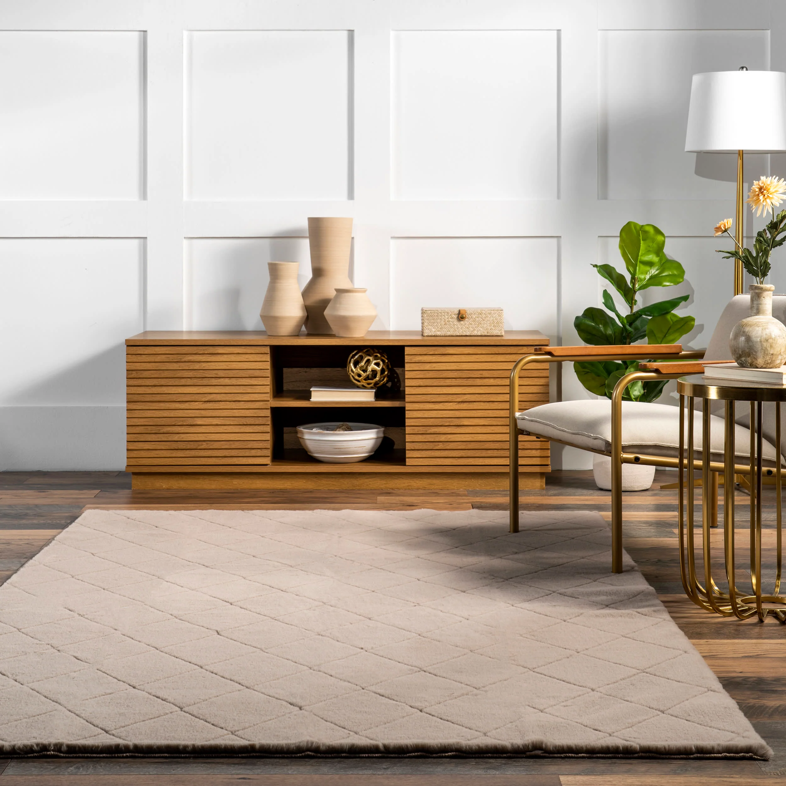 Jaylene Trellis Plush Cloud Washable Rug | Taupe - Image 4