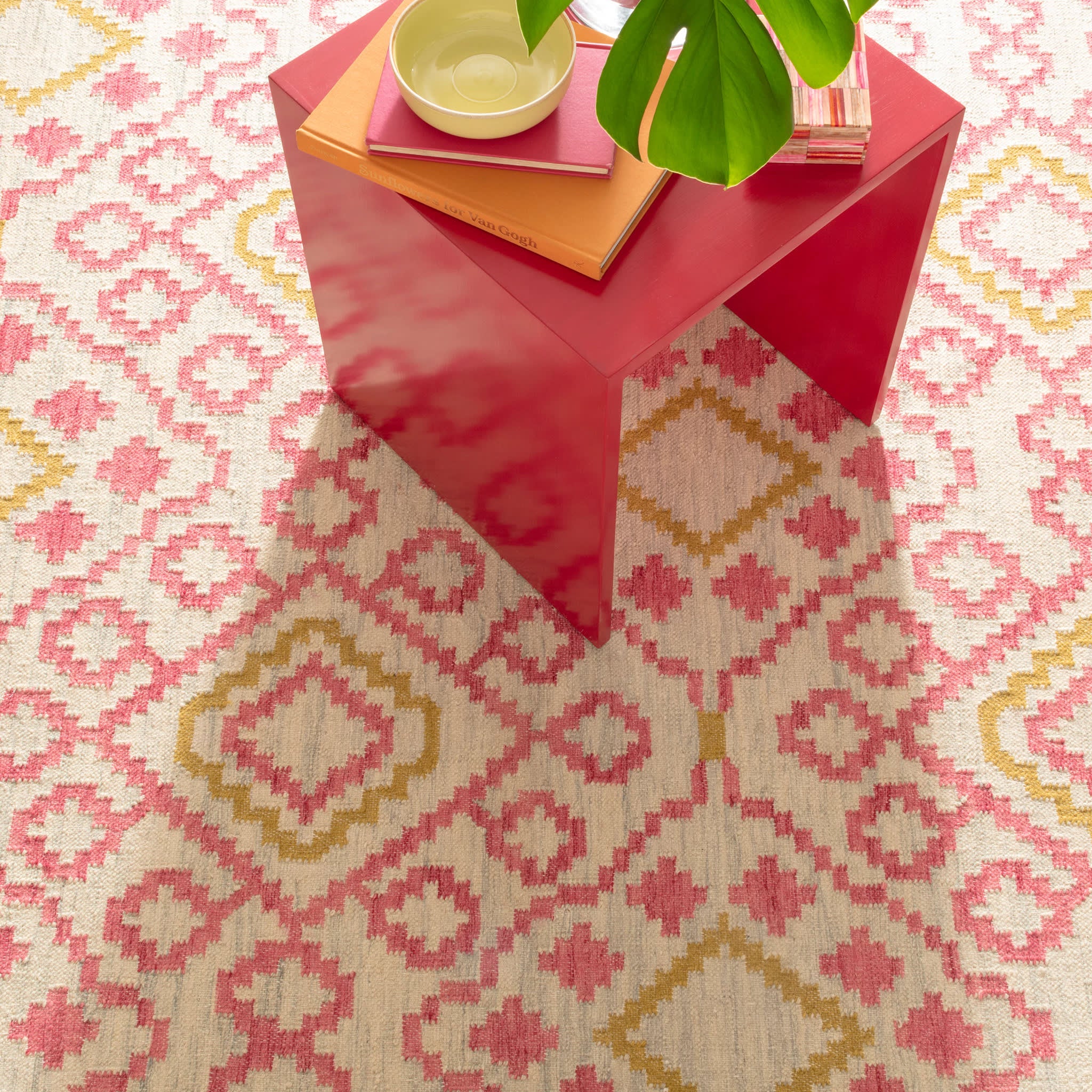 Jelly Roll Handwoven Wool Rug | Fuchsia - Image 4