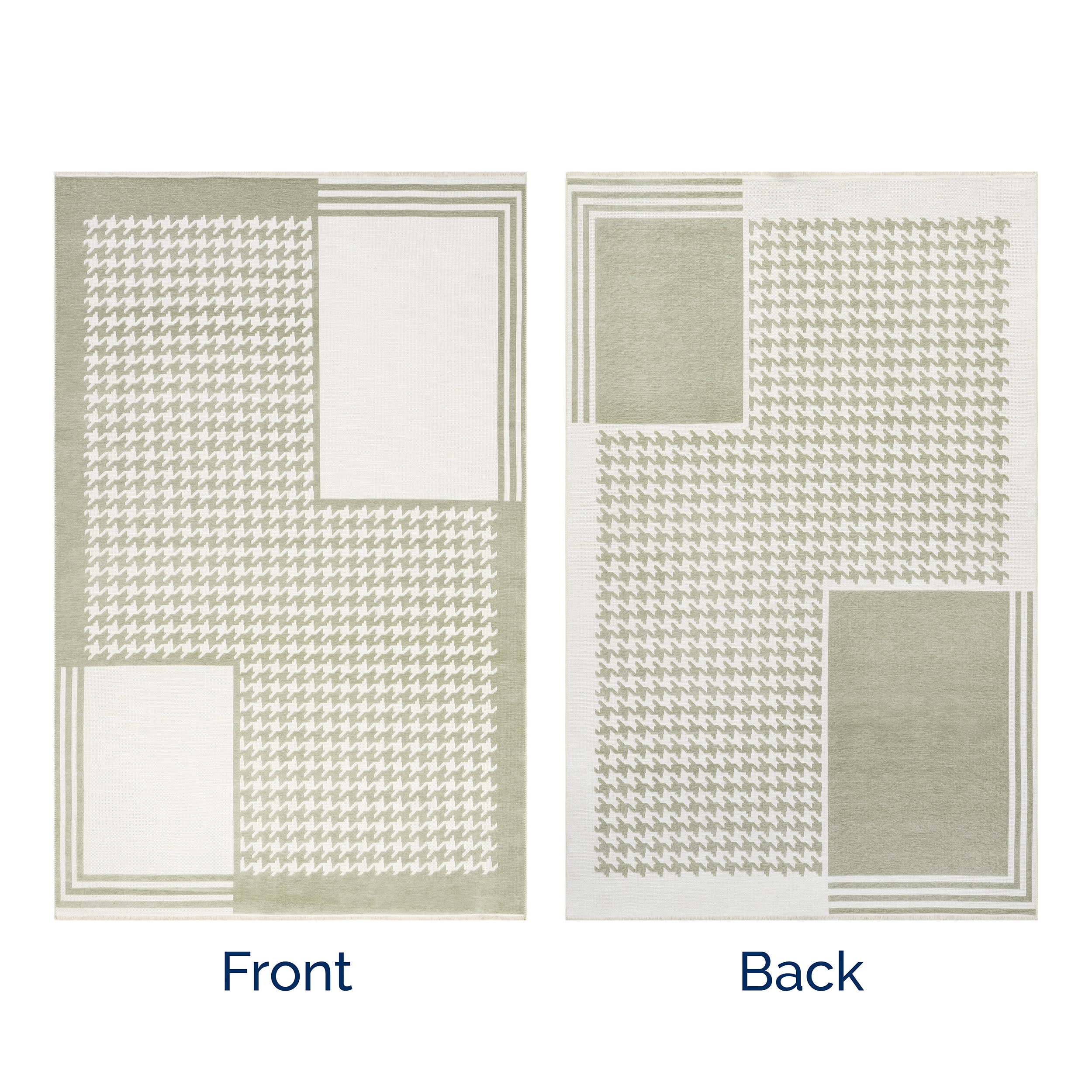 Jennie Geometric Fringed Reversible Washable Rug | Green - Image 11