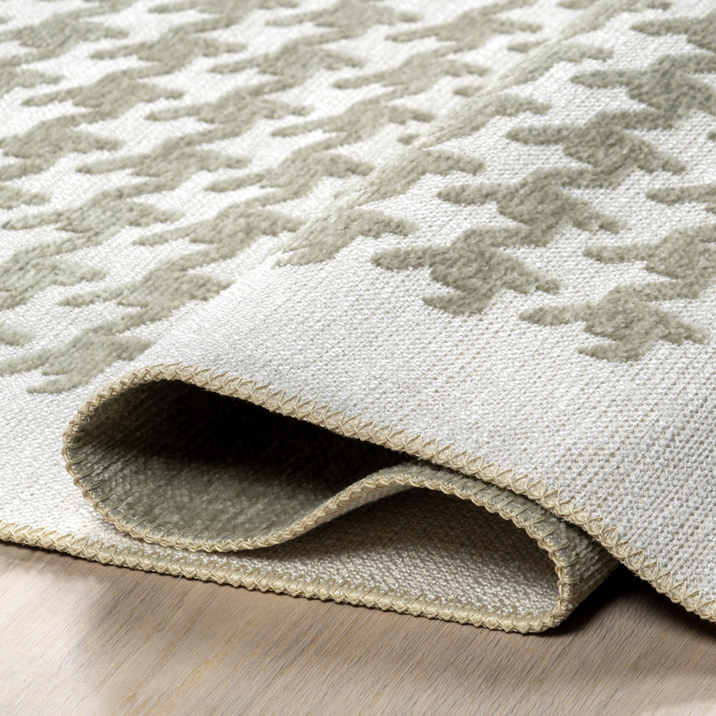 Jennie Geometric Fringed Reversible Washable Rug | Green - Image 12