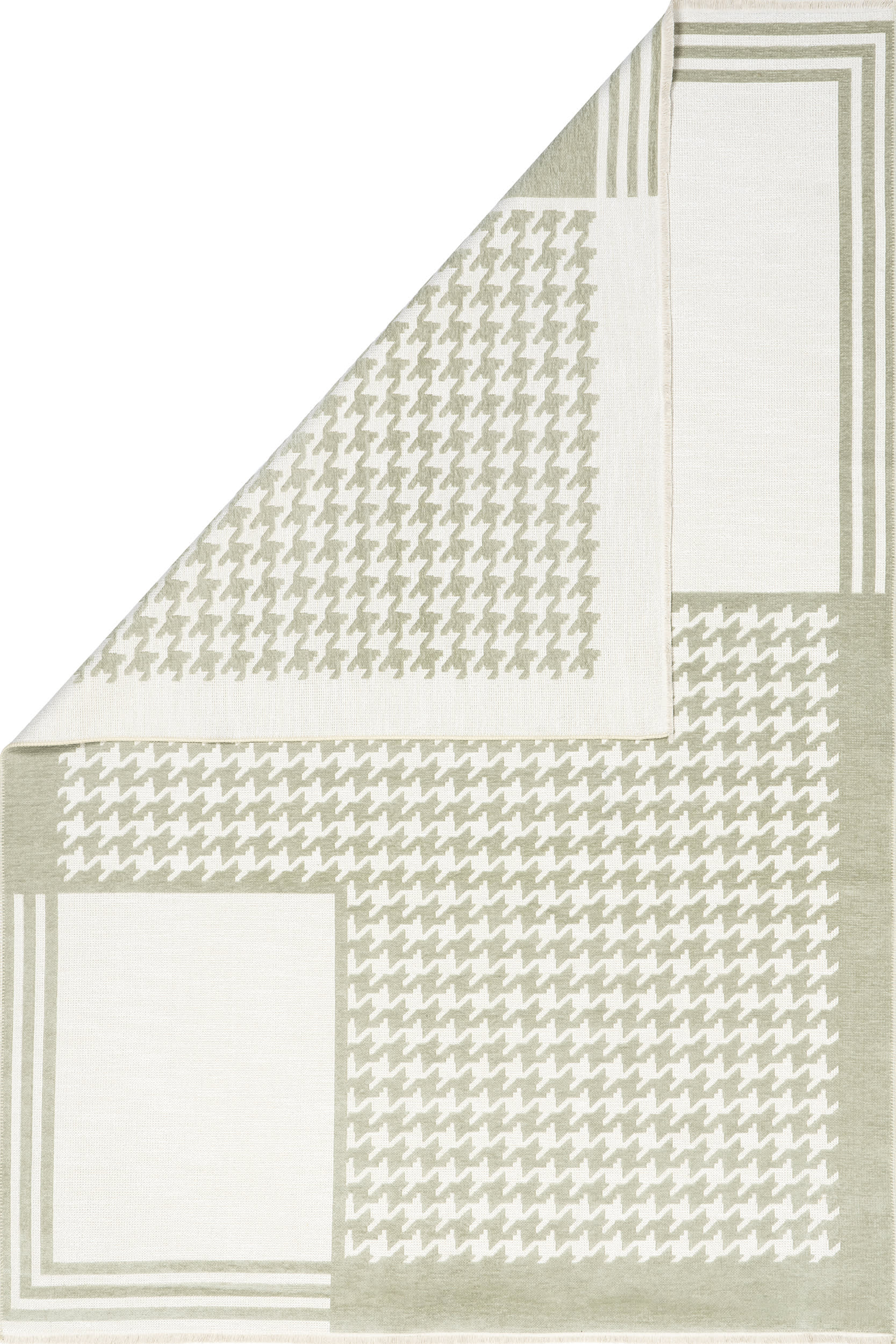 Jennie Geometric Fringed Reversible Washable Rug | Green - Image 5