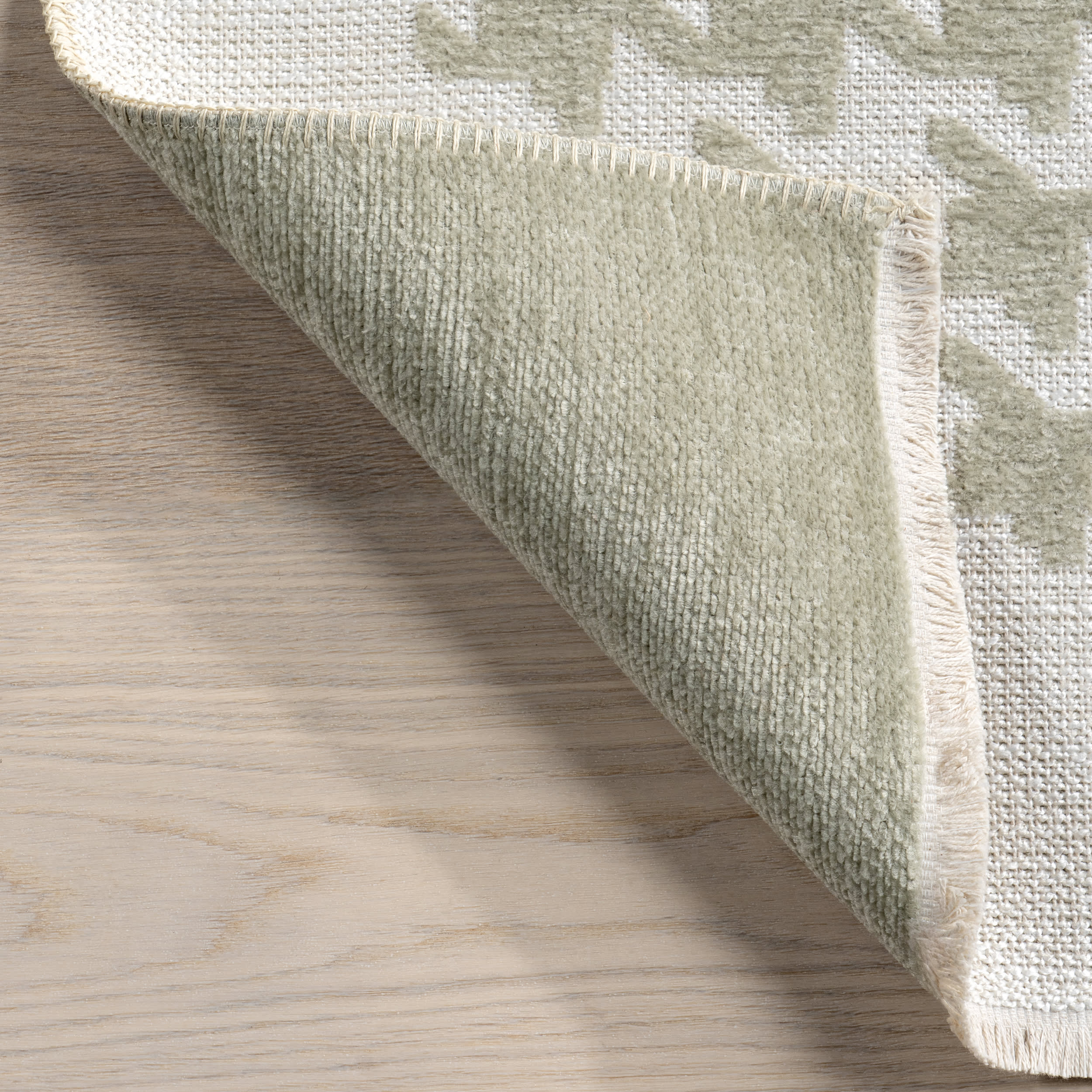 Jennie Geometric Fringed Reversible Washable Rug | Green - Image 8