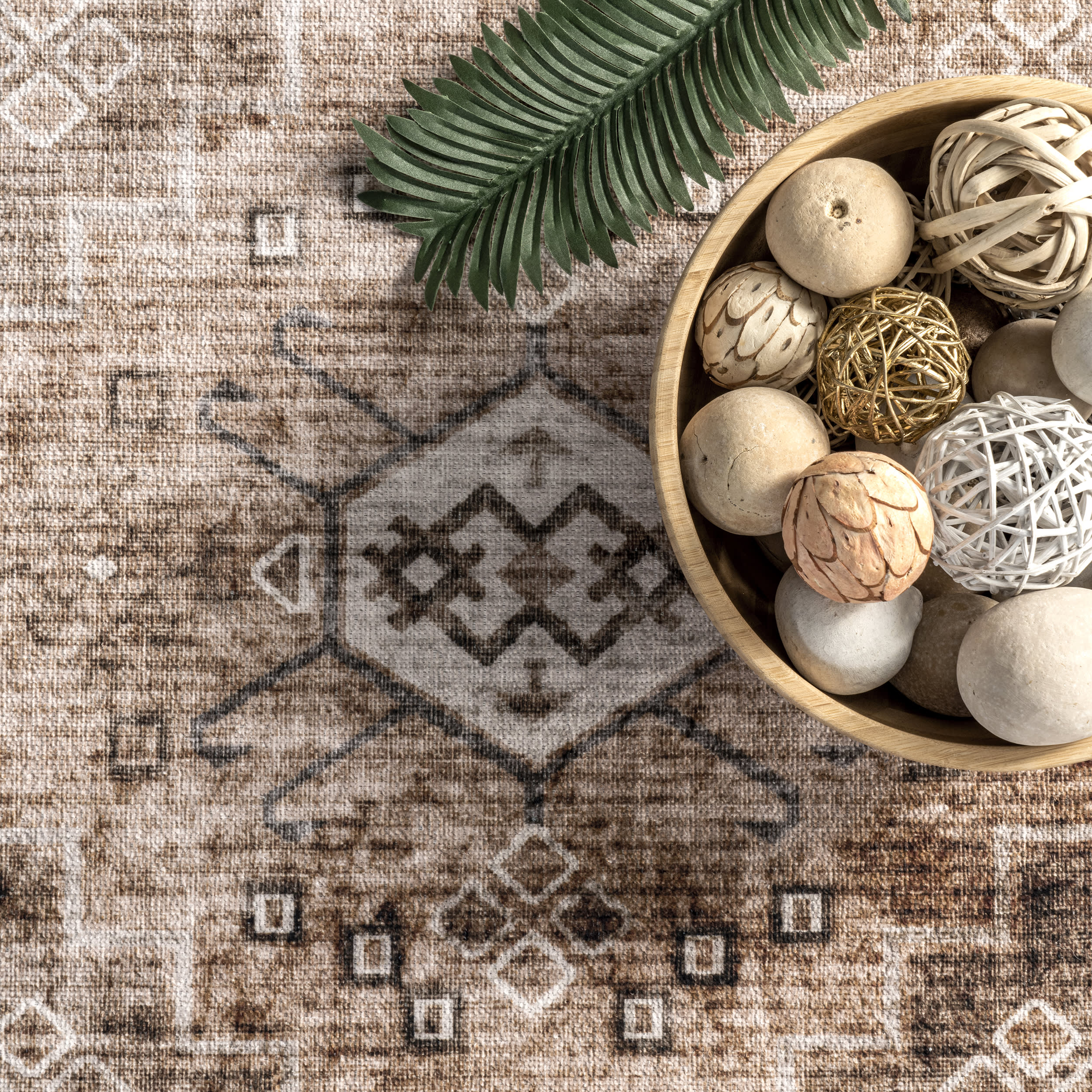 Jessamine Spill Proof Washable Geometric Rug | Beige - Image 7