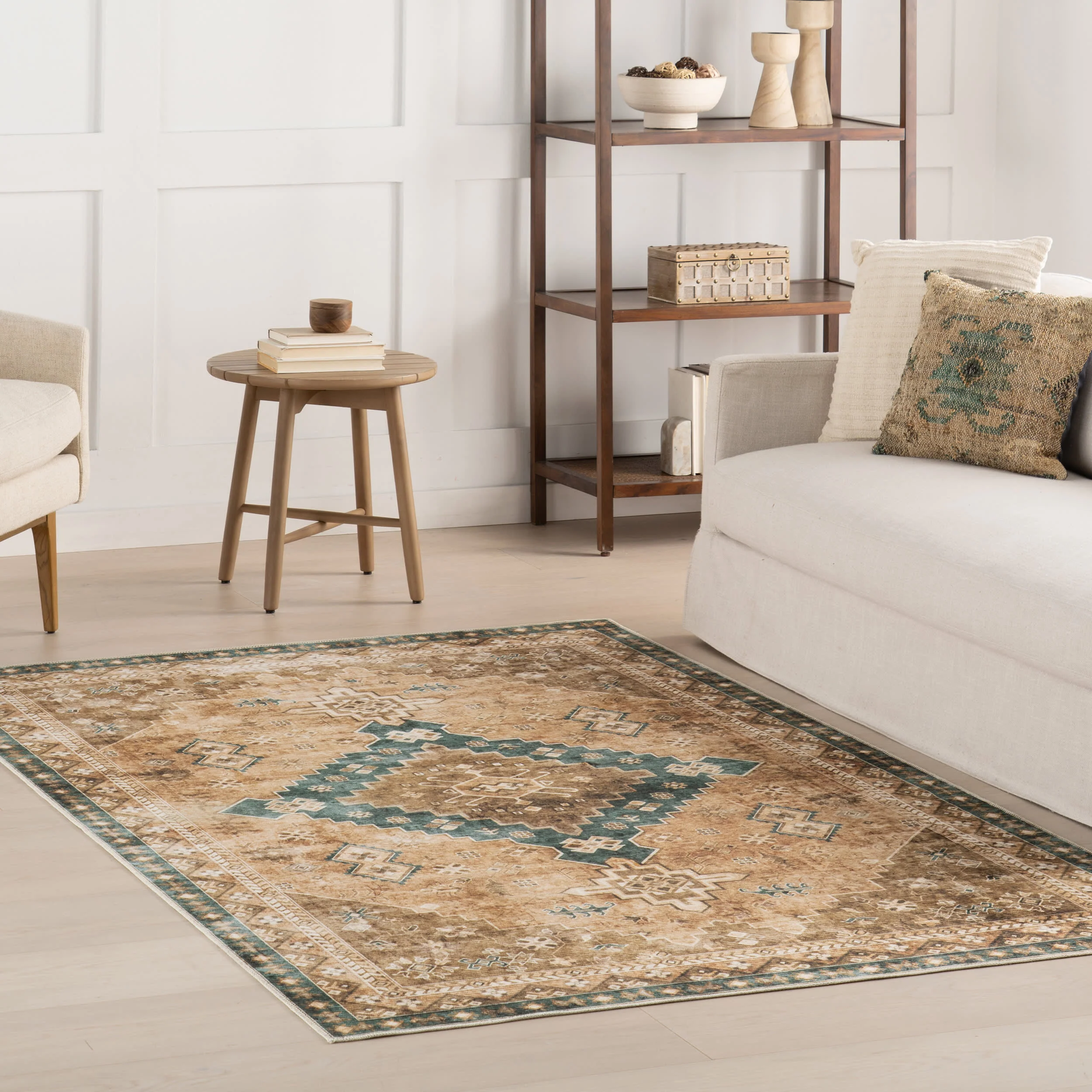 Jessamine Spill Proof Washable Geometric Rug | Hunter Green - Image 2