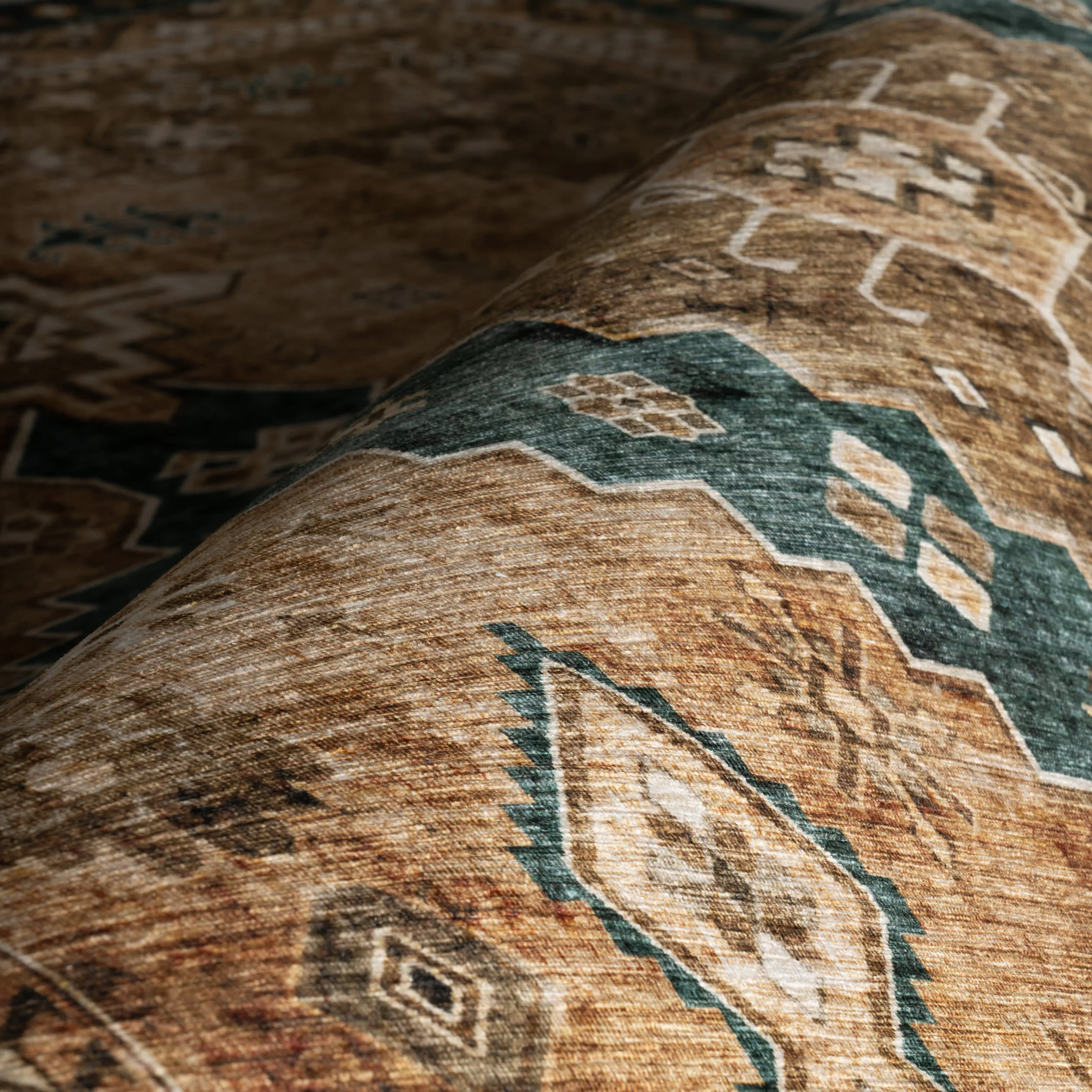 Jessamine Spill Proof Washable Geometric Rug | Hunter Green - Image 3