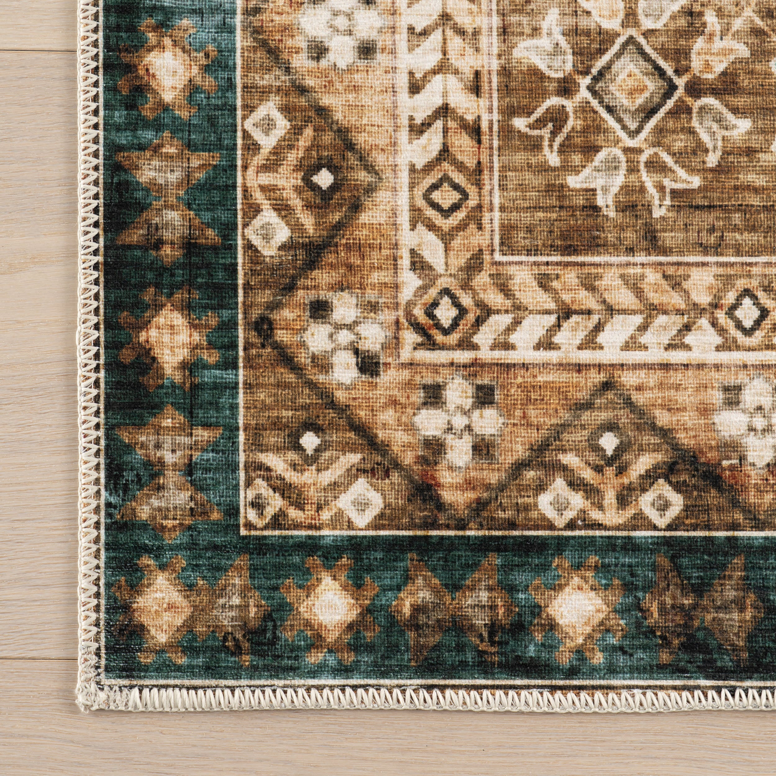 Jessamine Spill Proof Washable Geometric Rug | Hunter Green - Image 4
