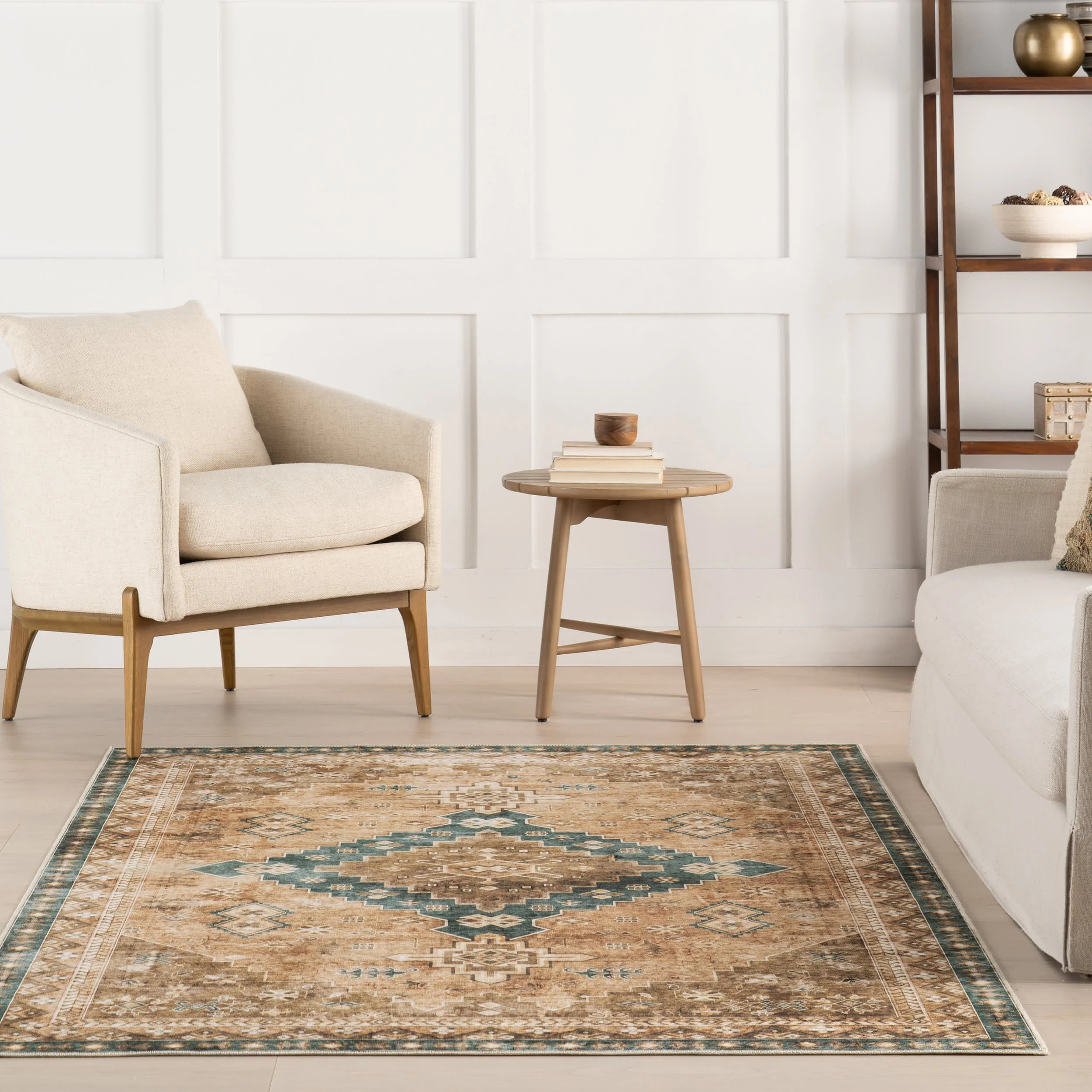 Jessamine Spill Proof Washable Geometric Rug | Hunter Green - Image 5
