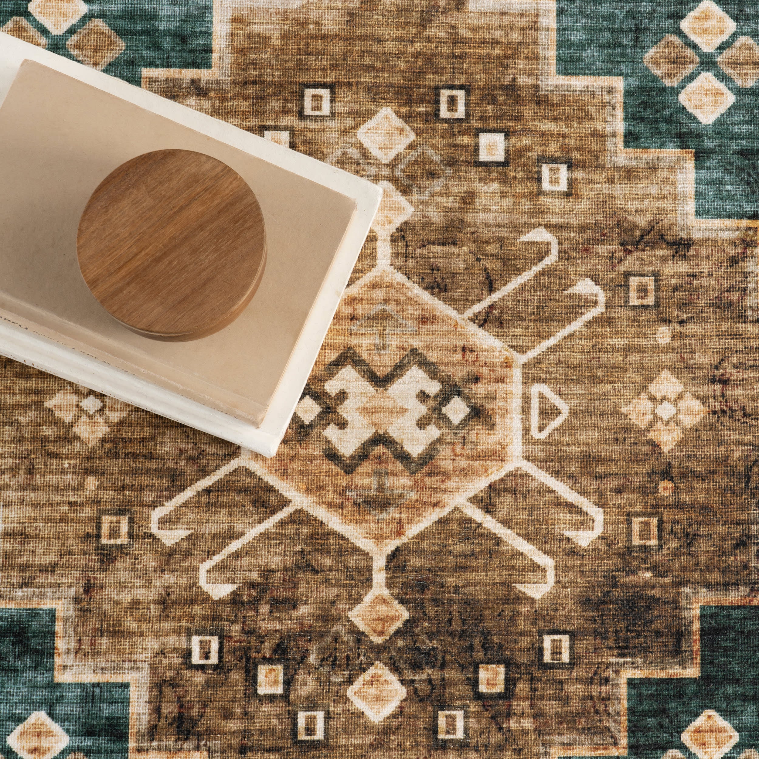 Jessamine Spill Proof Washable Geometric Rug | Hunter Green - Image 8