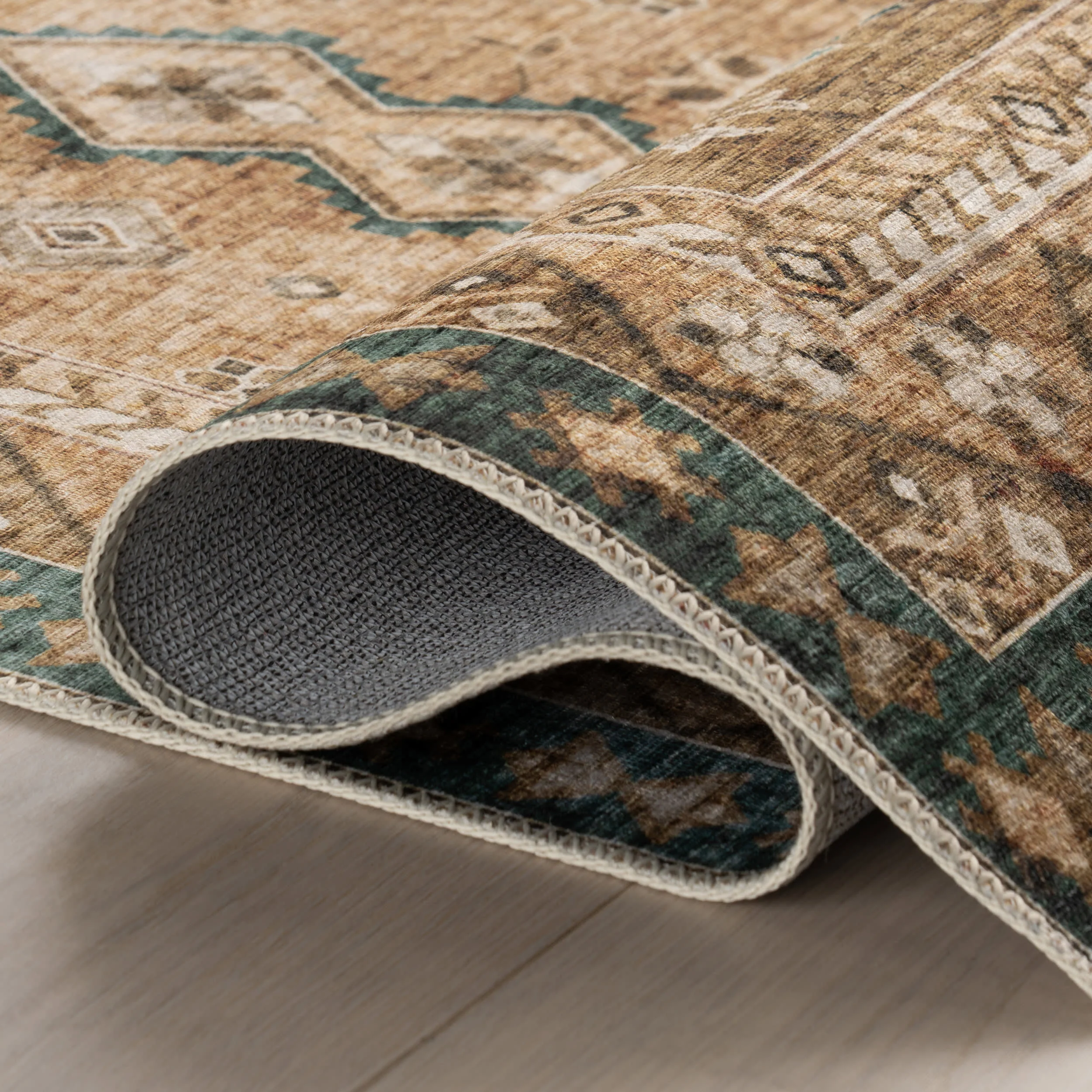 Jessamine Spill Proof Washable Geometric Rug | Hunter Green - Image 9