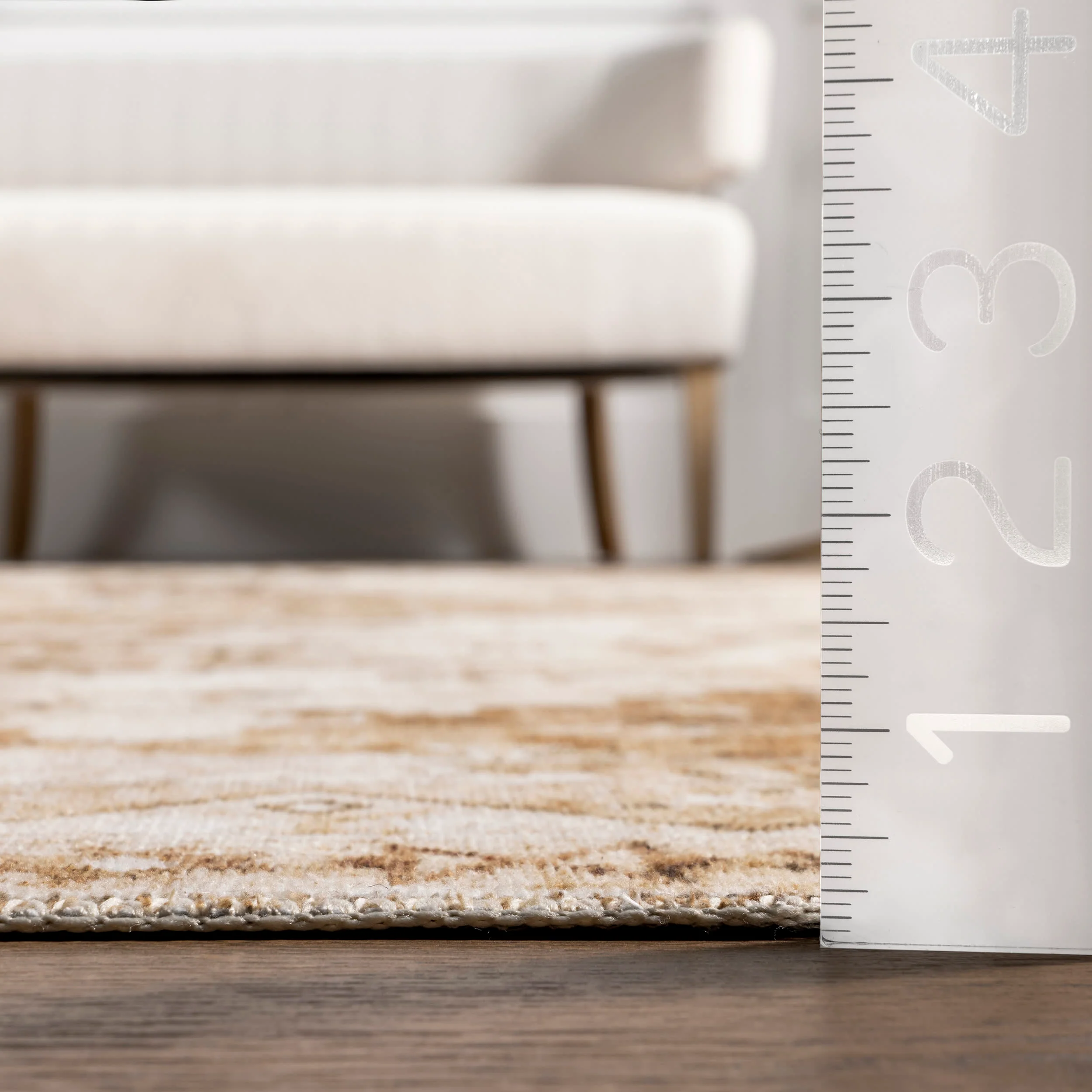 Jessamine Spill Proof Washable Geometric Rug | Tan - Image 4