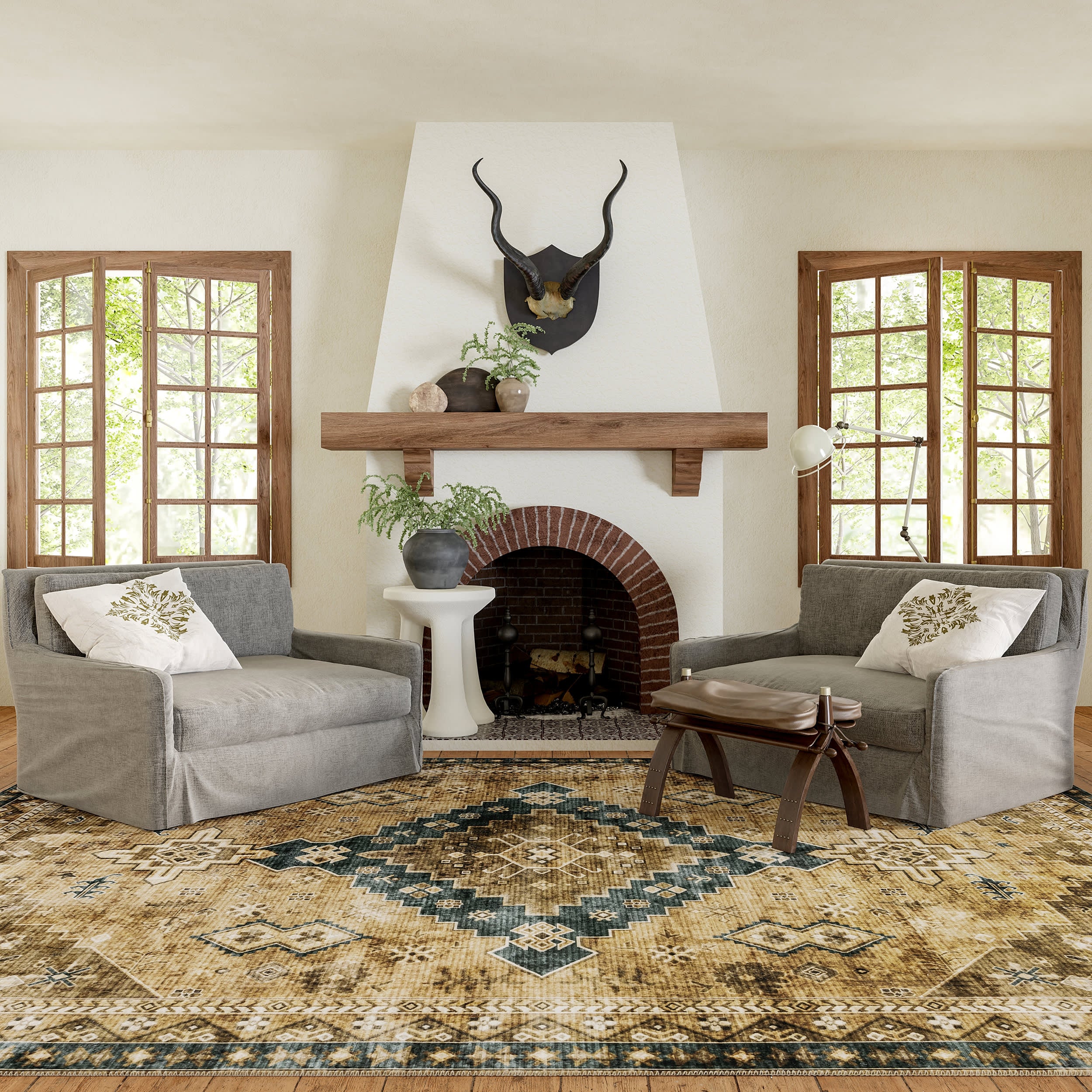 Jessamine Washable Geometric Rug | Hunter Green - Image 2