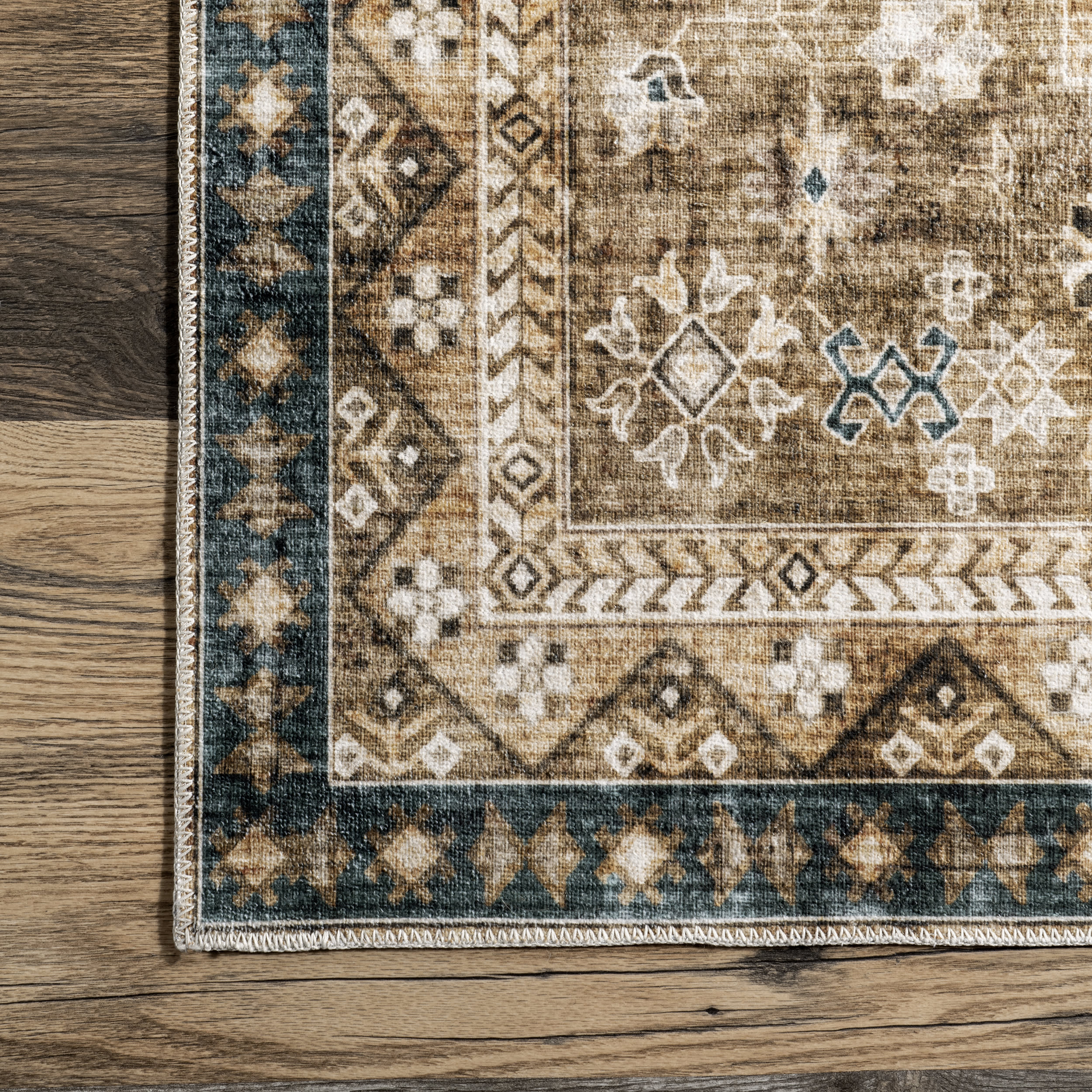 Jessamine Washable Geometric Rug | Hunter Green - Image 3