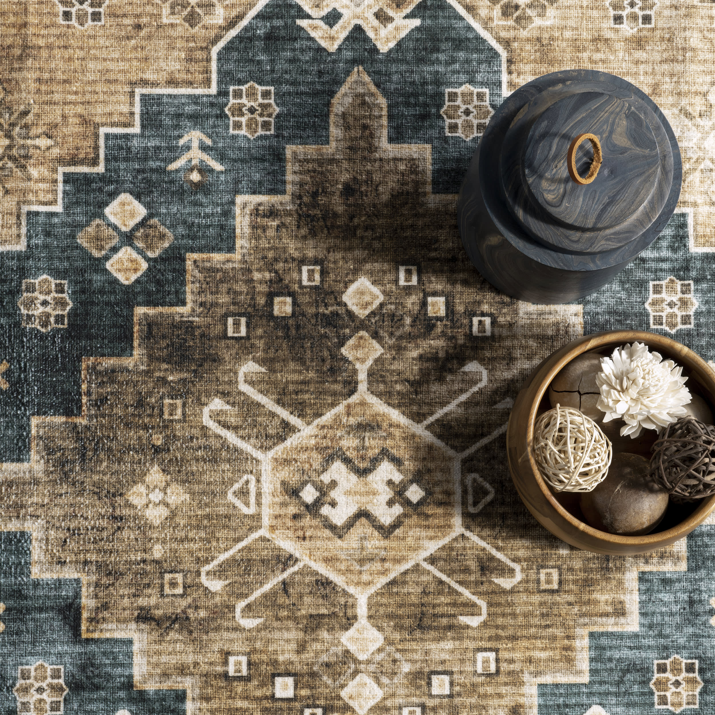 Jessamine Washable Geometric Rug | Hunter Green - Image 6
