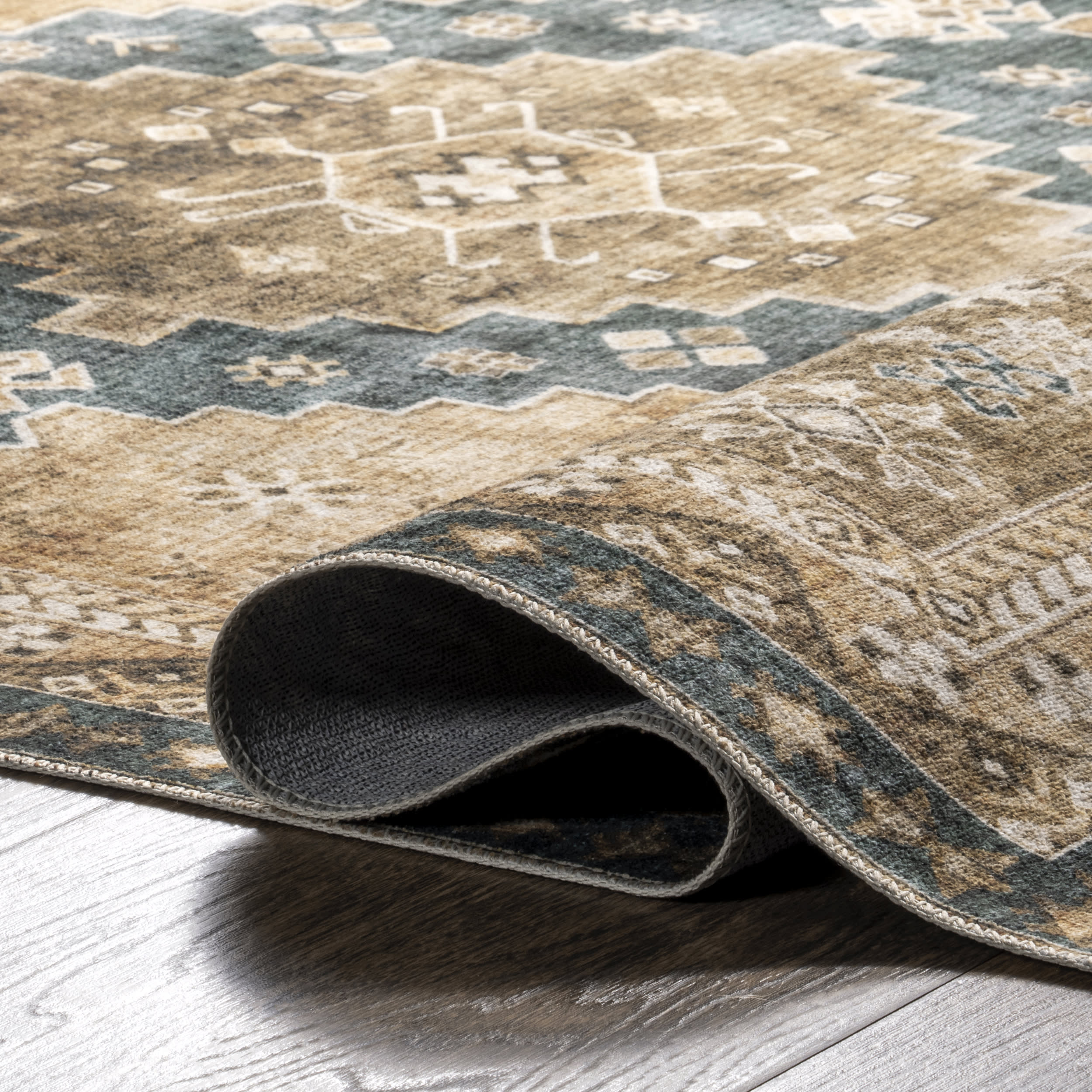 Jessamine Washable Geometric Rug | Hunter Green - Image 7