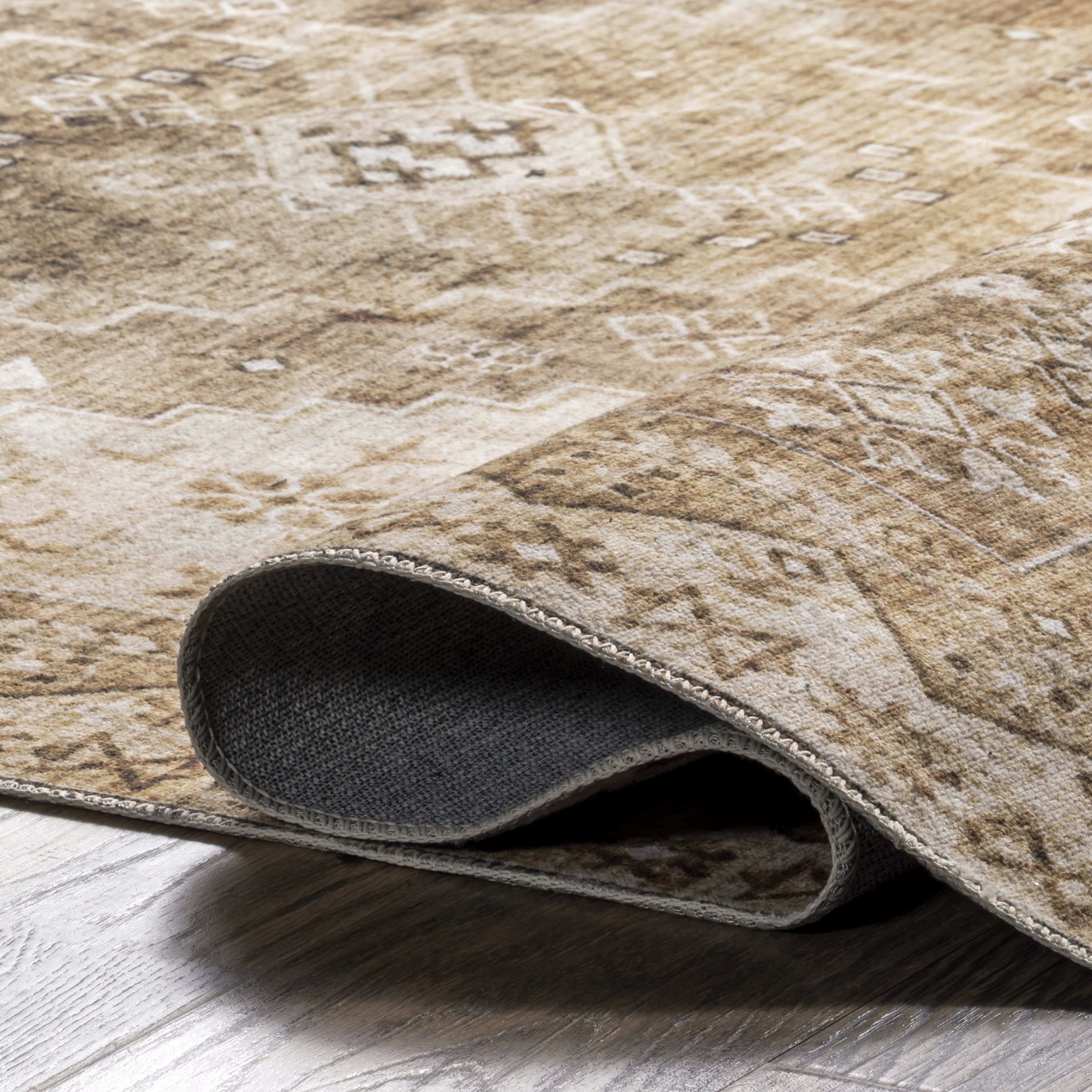 Jessamine Washable Geometric Rug | Tan - Image 7