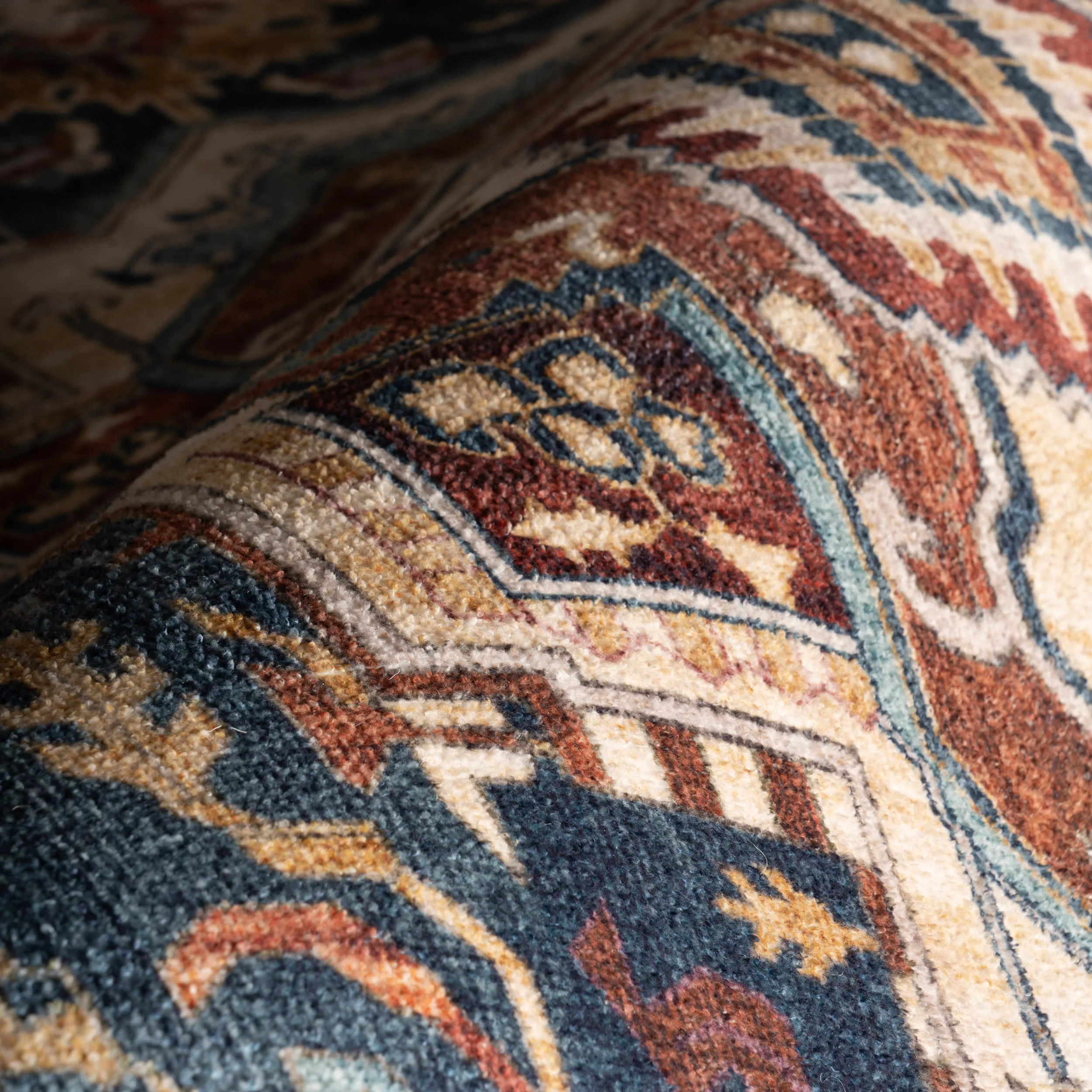 Jewel Medallion Spill Proof Washable Rug | Dark Blue - Image 3