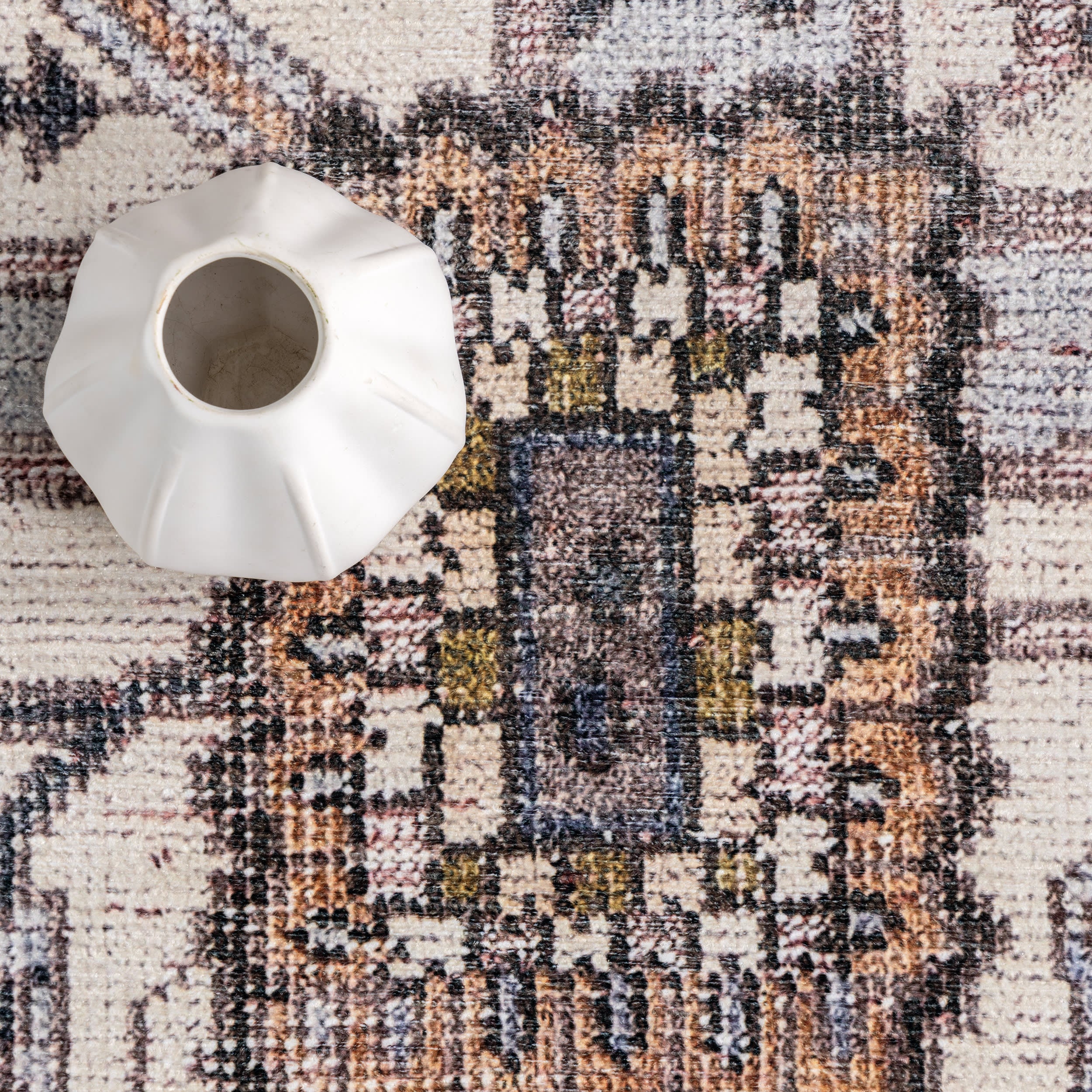 Jewel Medallion Spill Proof Washable Rug | Light Pink - Image 8