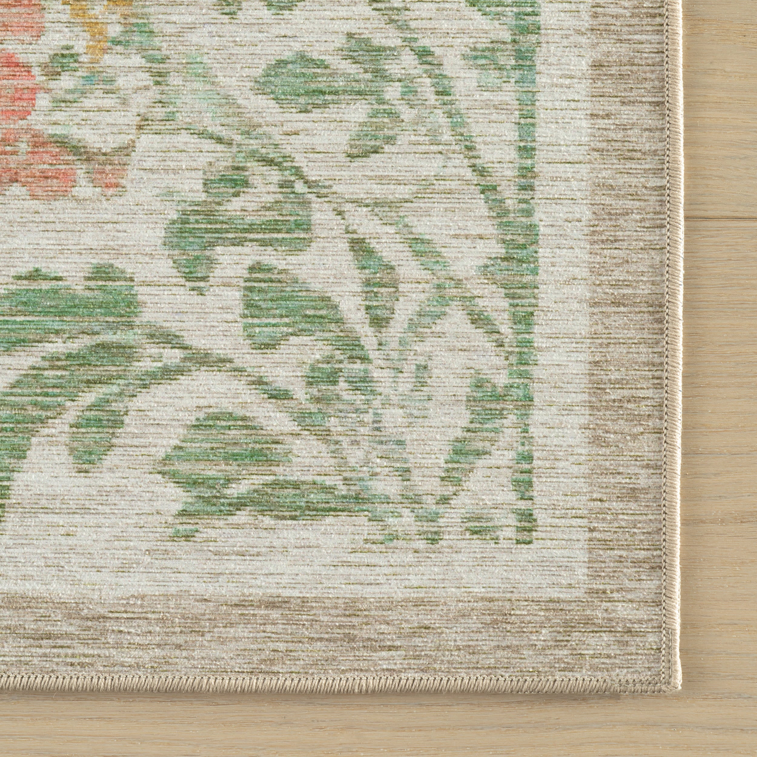 Jilema Floral Transitional Washable Rug | Ivory - Image 4