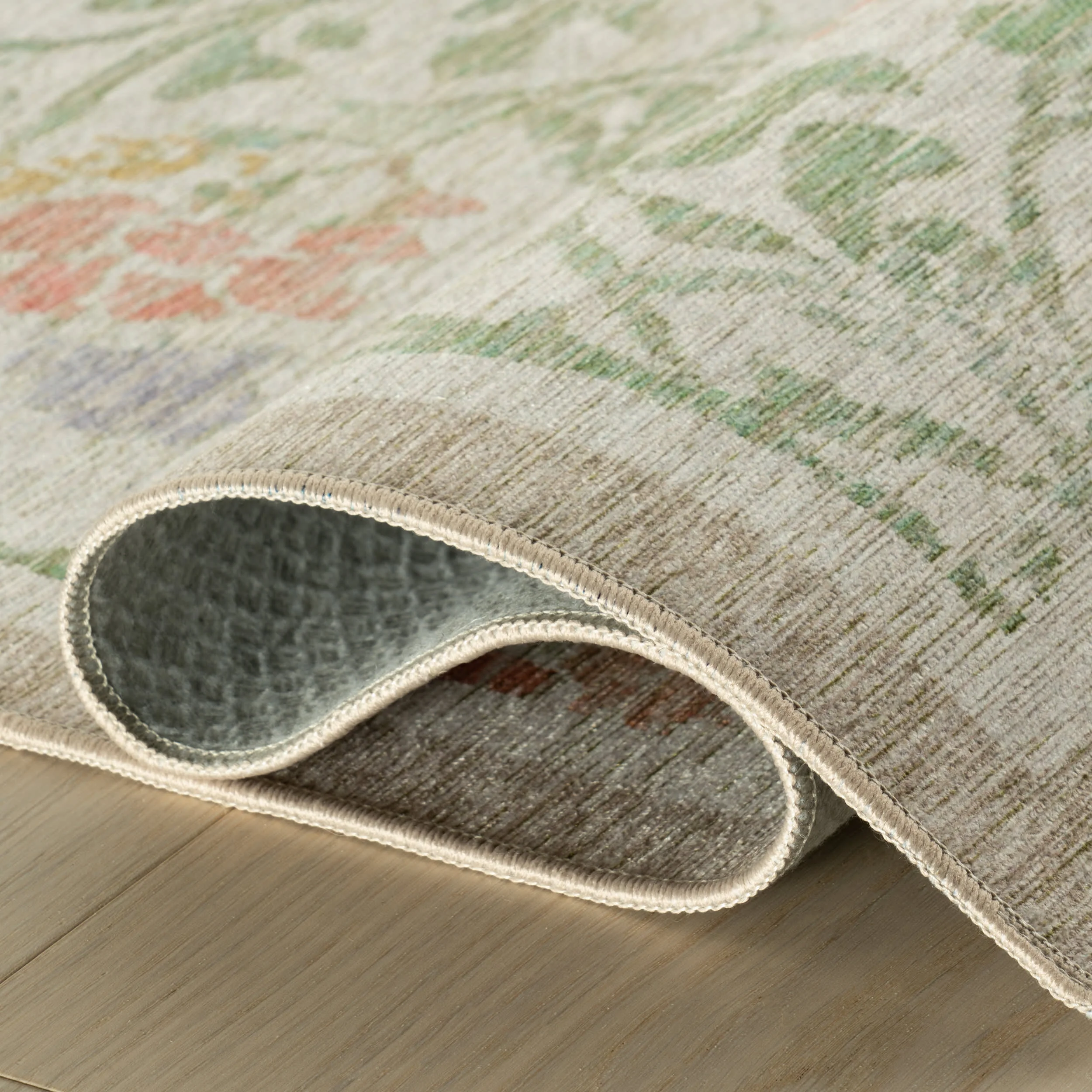 Jilema Floral Transitional Washable Rug | Ivory - Image 7
