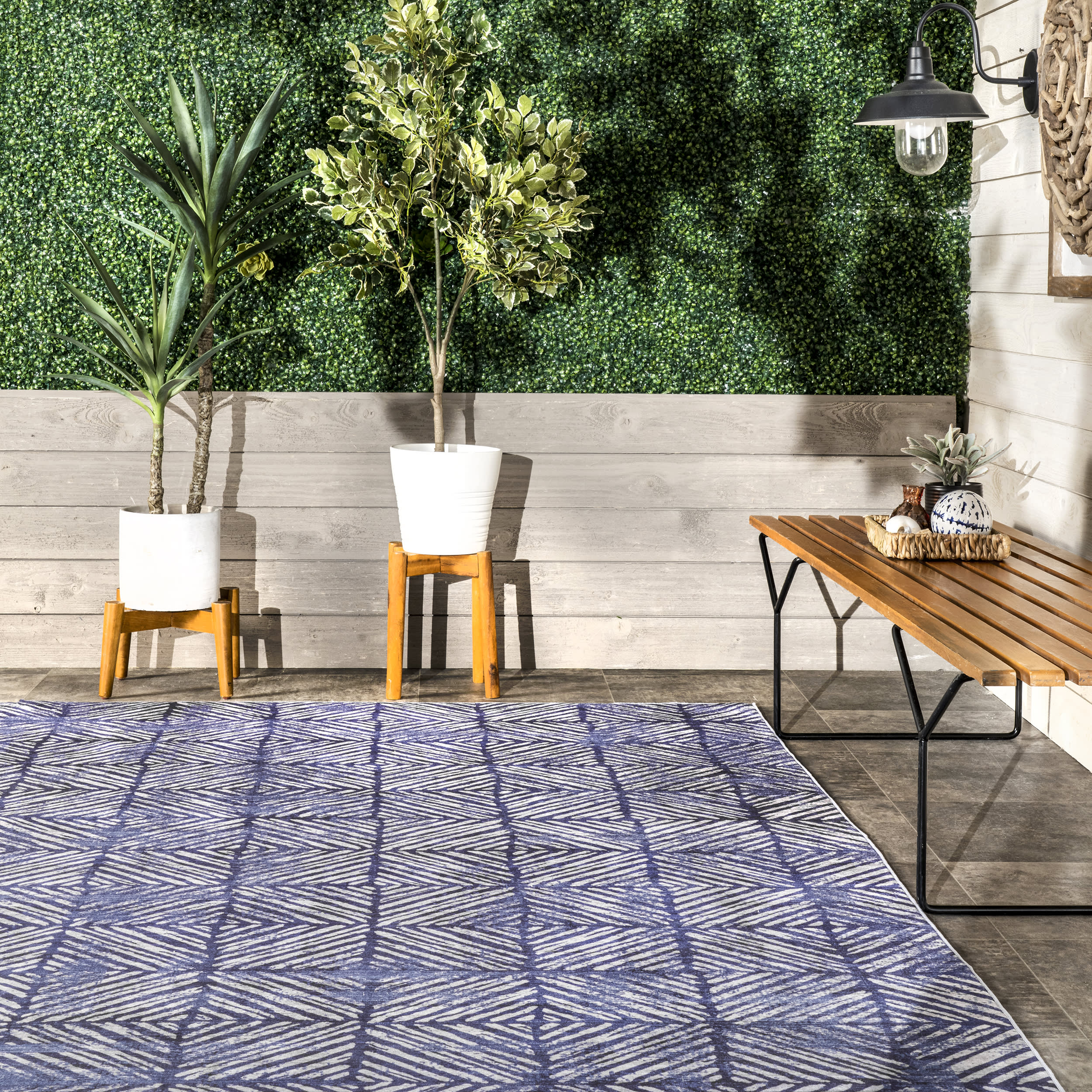 Johanna Tiled Washable Indoor/Outdoor Rug | Blue - Image 4