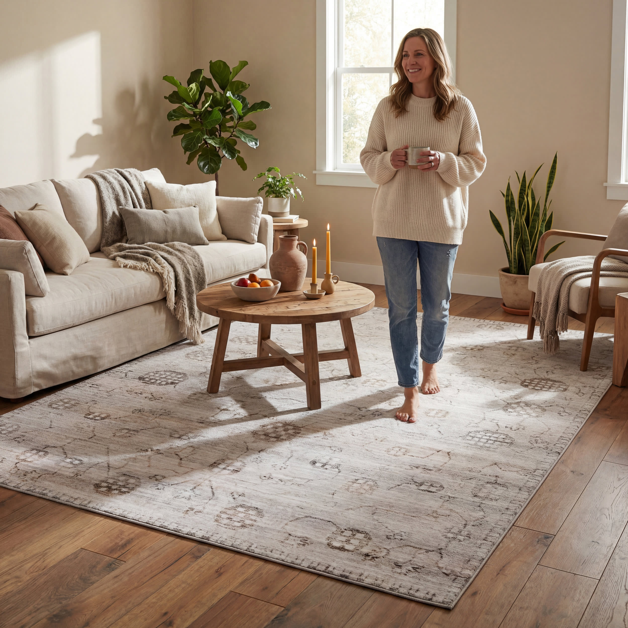 Jolen Traditional Washable Rug | Beige - Image 9