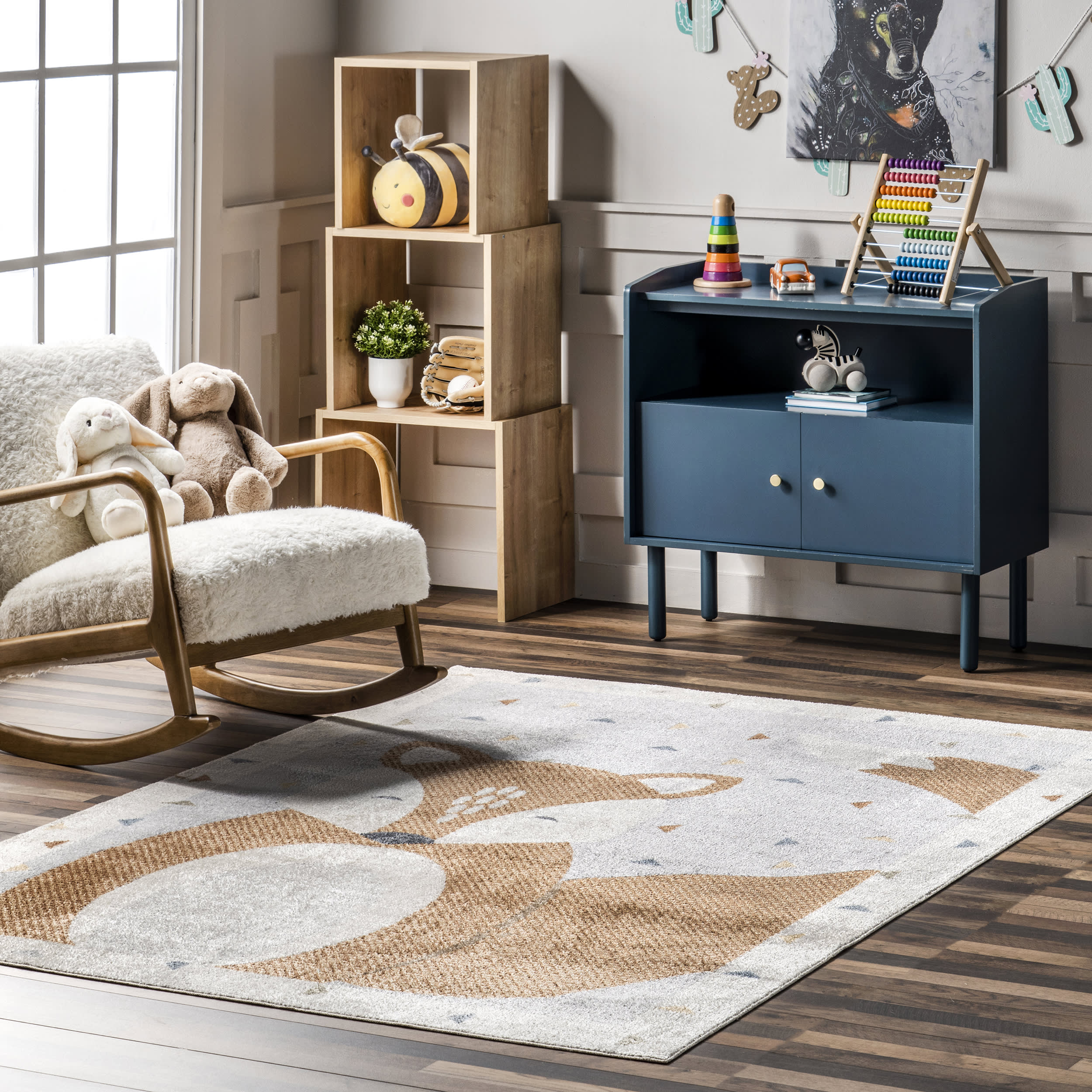 Jolena Fox Kids Washable Rug | Beige - Image 2