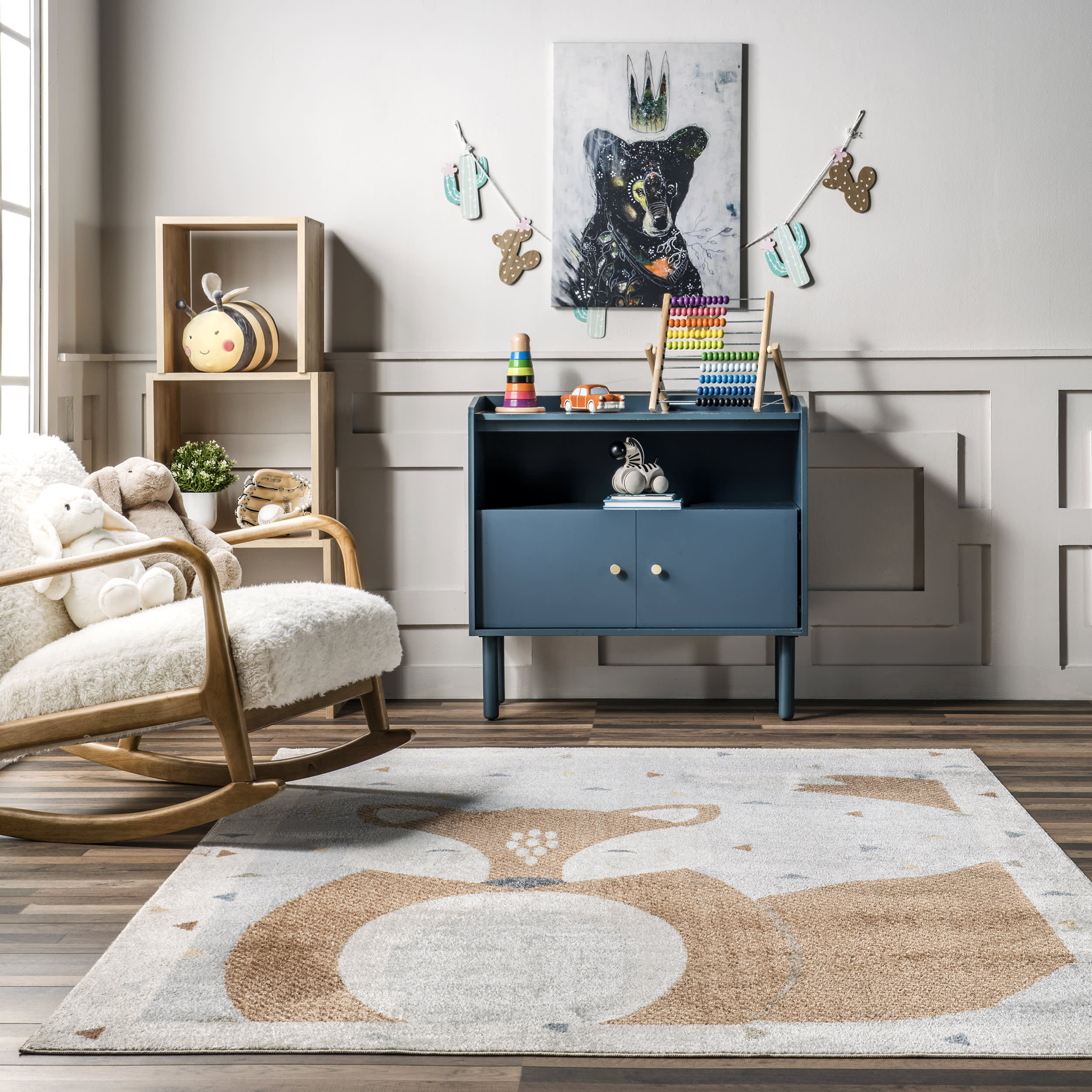 Jolena Fox Kids Washable Rug | Beige - Image 4