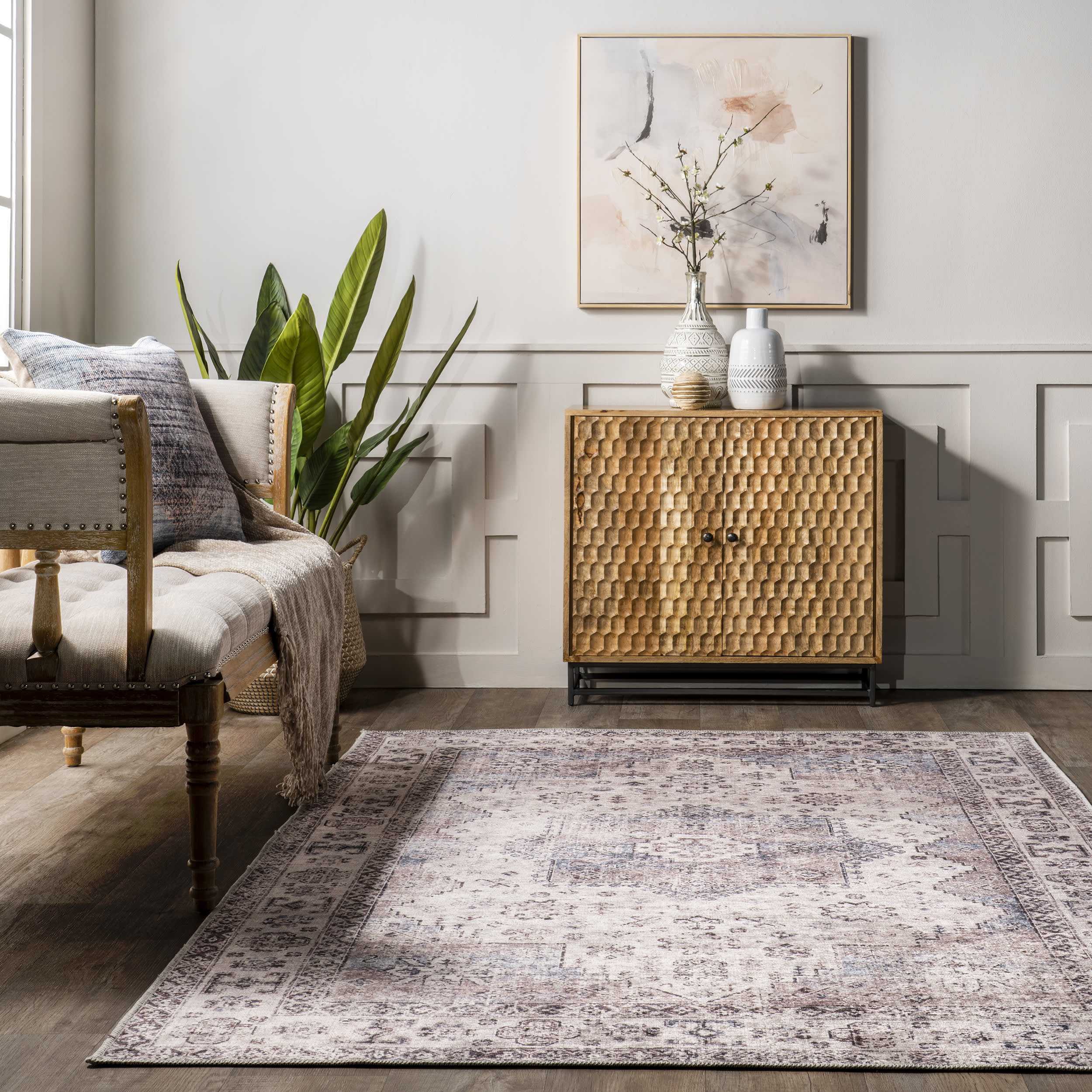 Jolie Distressed Medallion Rug | Rust - Image 4