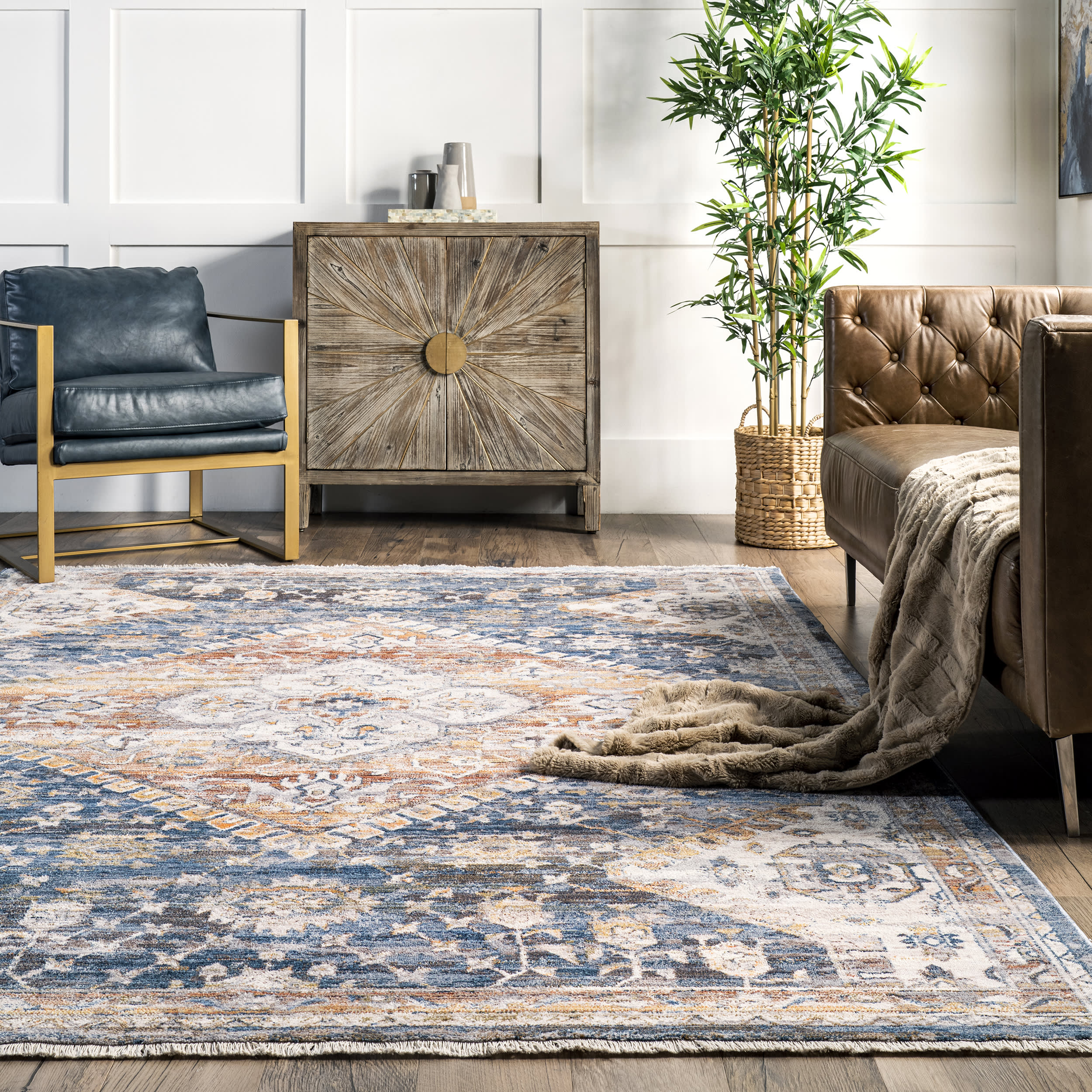Joline Faded Medallion Rug | Blue - Image 4