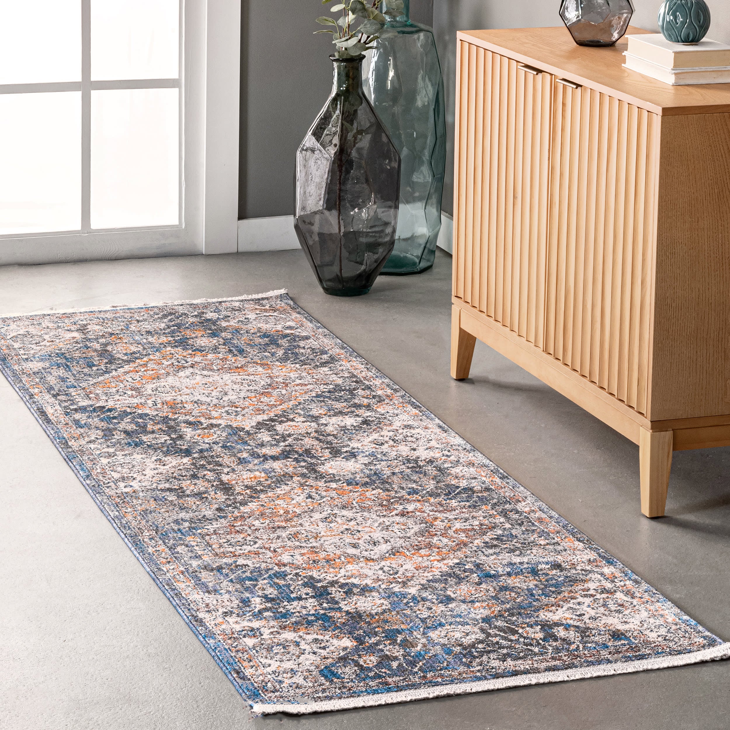 Joline Faded Medallion Rug | Blue - Image 2