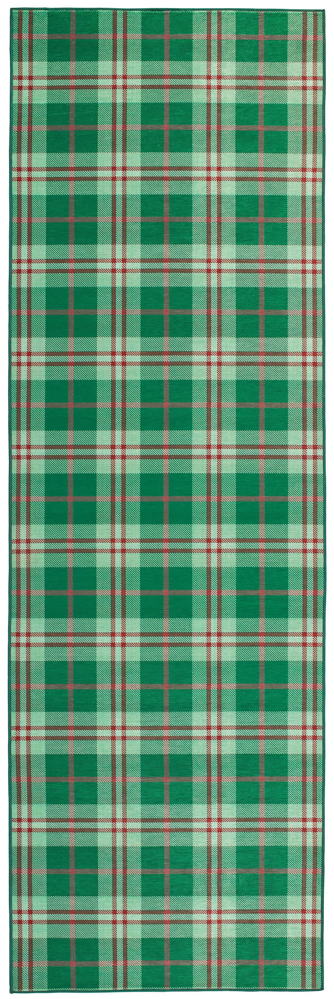 Jolly Plaid Machine Washable Rug | Green - Image 2
