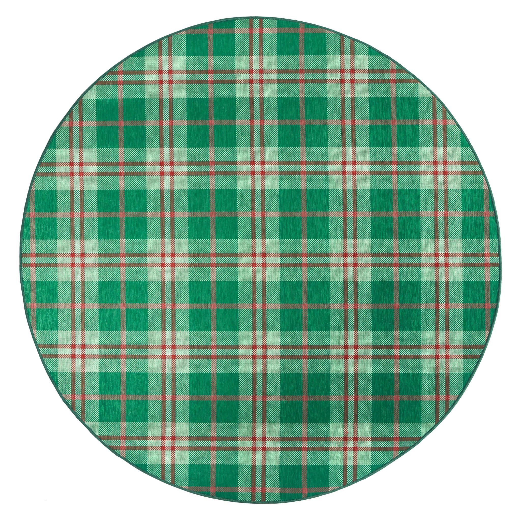 Jolly Plaid Machine Washable Rug | Green - Image 3