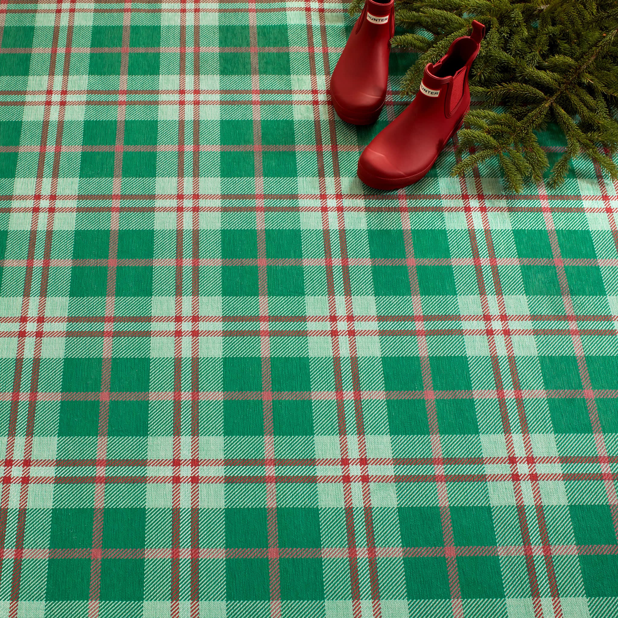 Jolly Plaid Machine Washable Rug | Green - Image 6