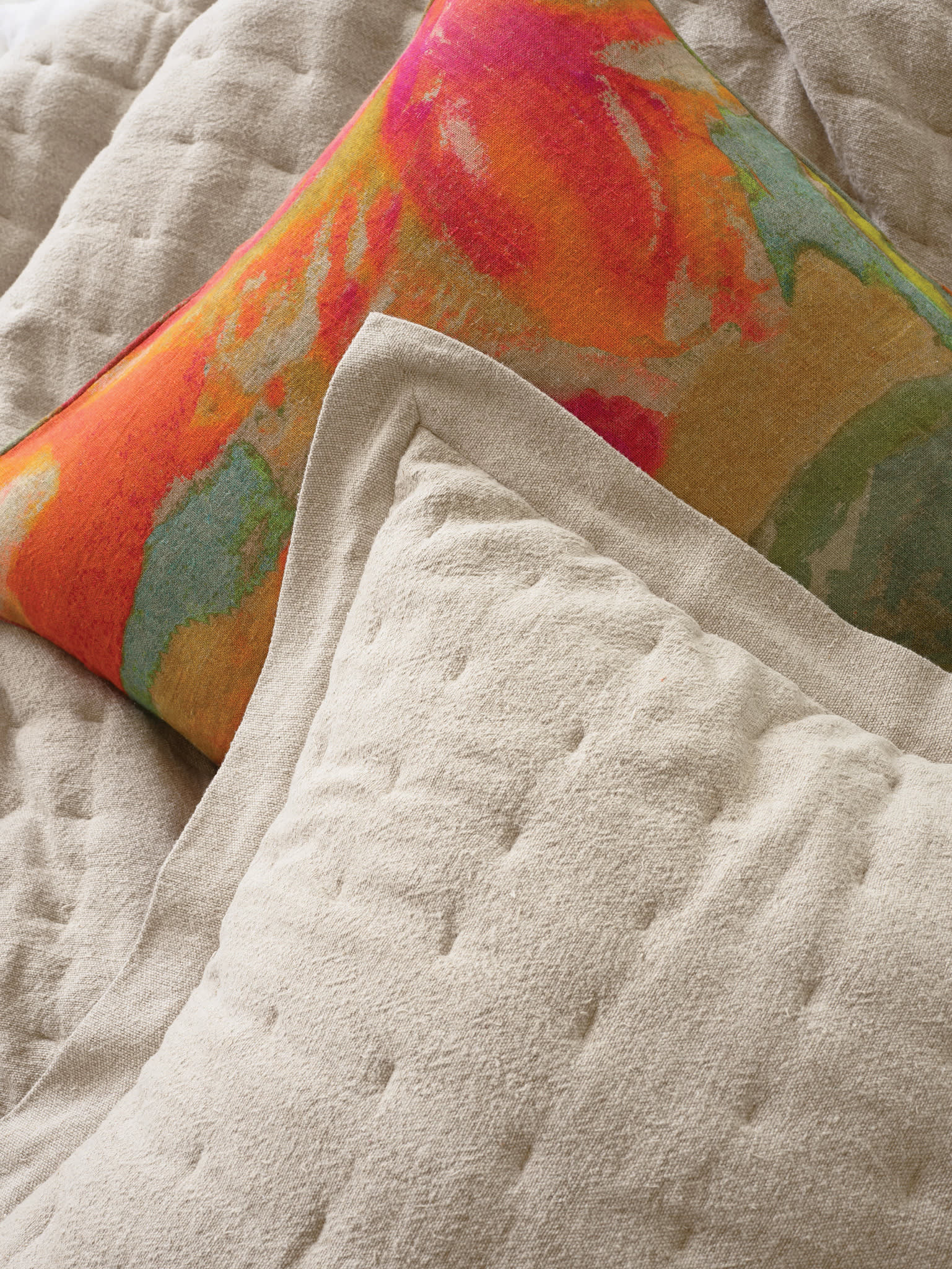 Jonah Linen Quilted Sham | Natural - Image 3