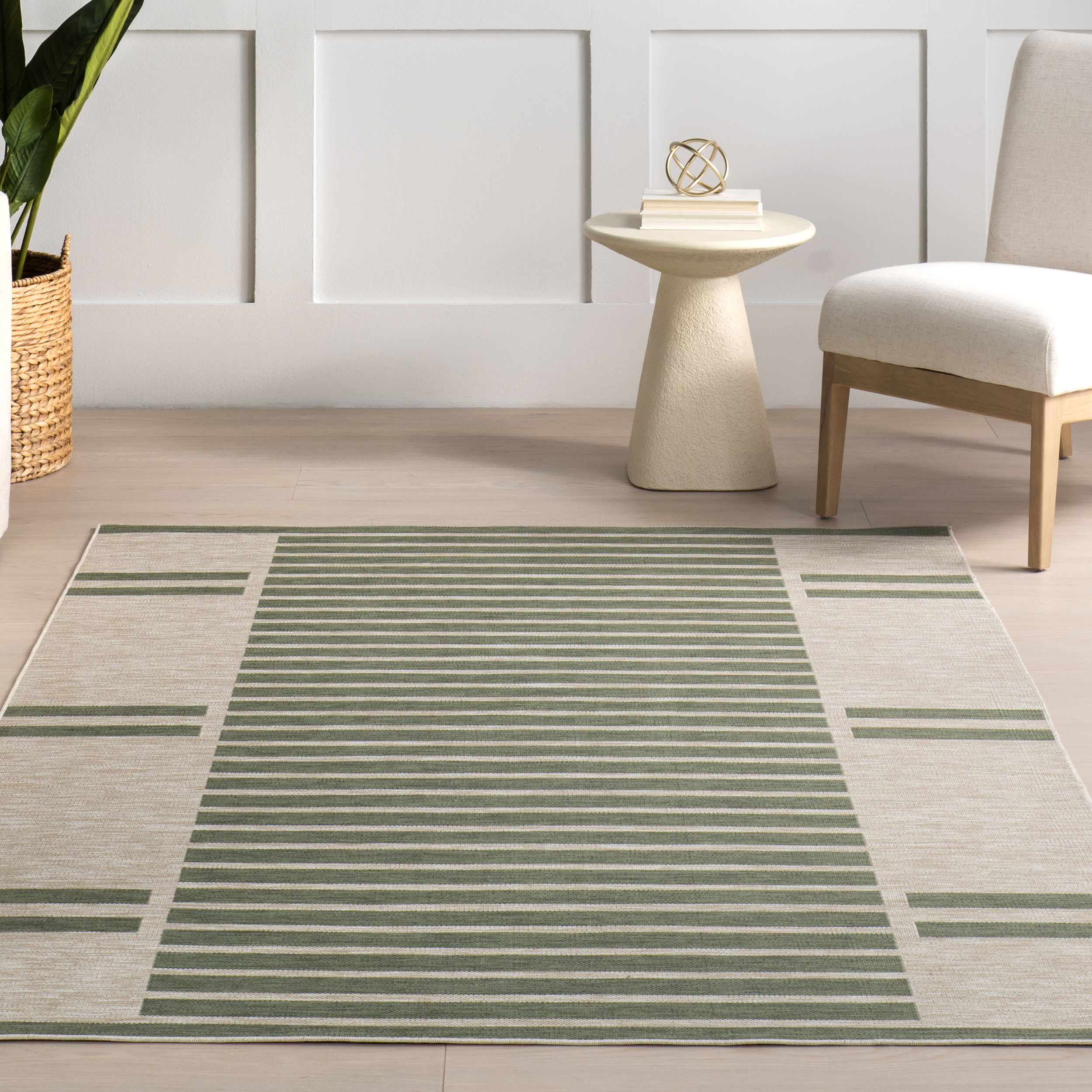 Jordan Blocked Stripes Indoor/Outdoor Rug | Green - Image 5