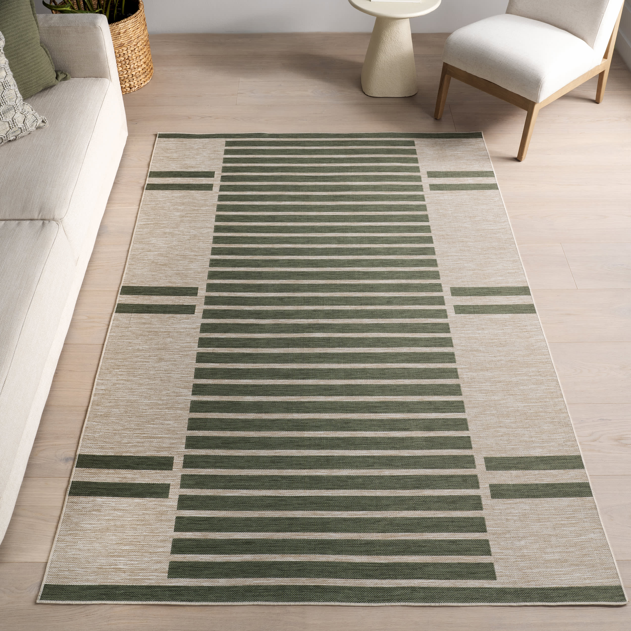 Jordan Blocked Stripes Indoor/Outdoor Rug | Green - Image 9