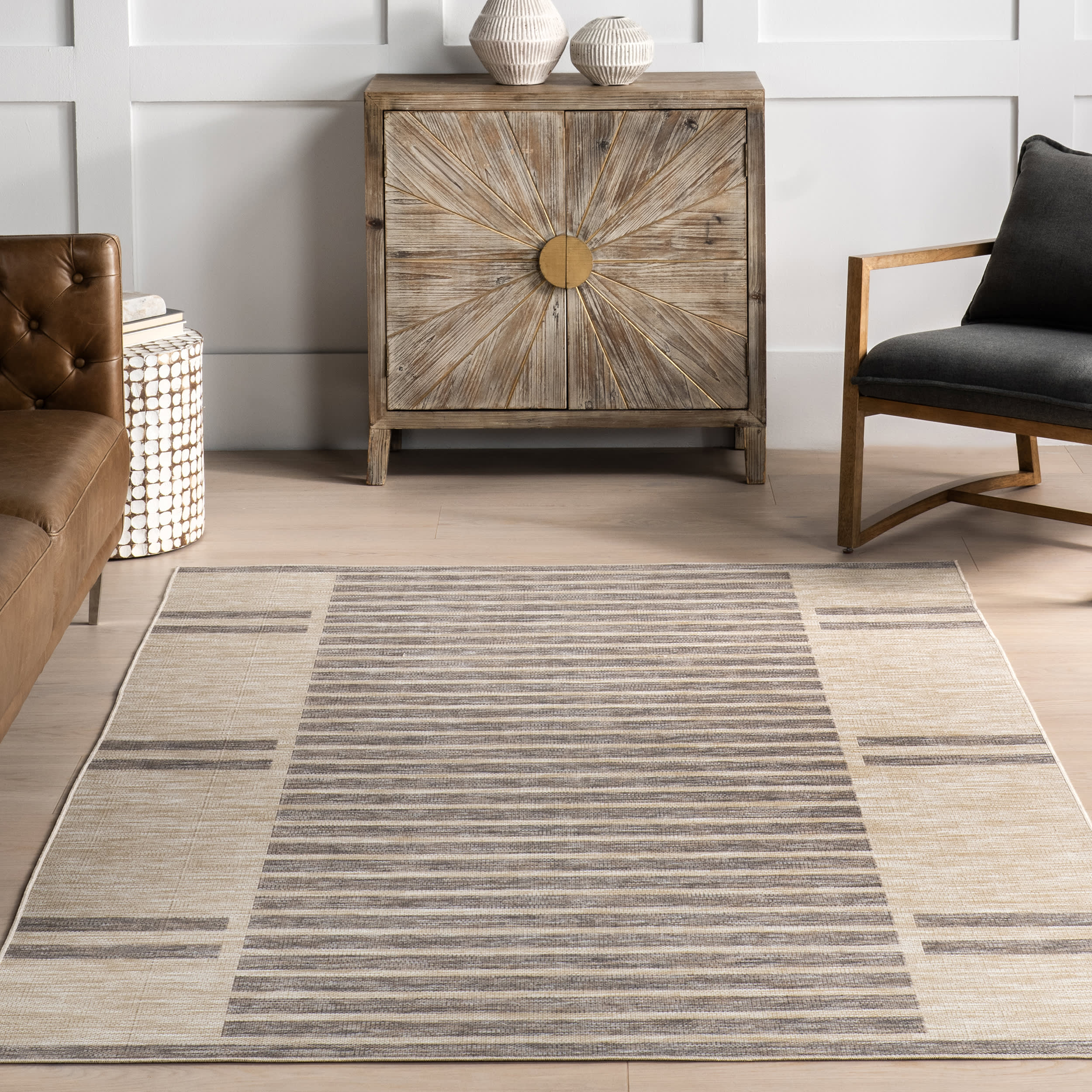 Jordan Blocked Stripes Indoor/Outdoor Rug | Light Grey - Image 5