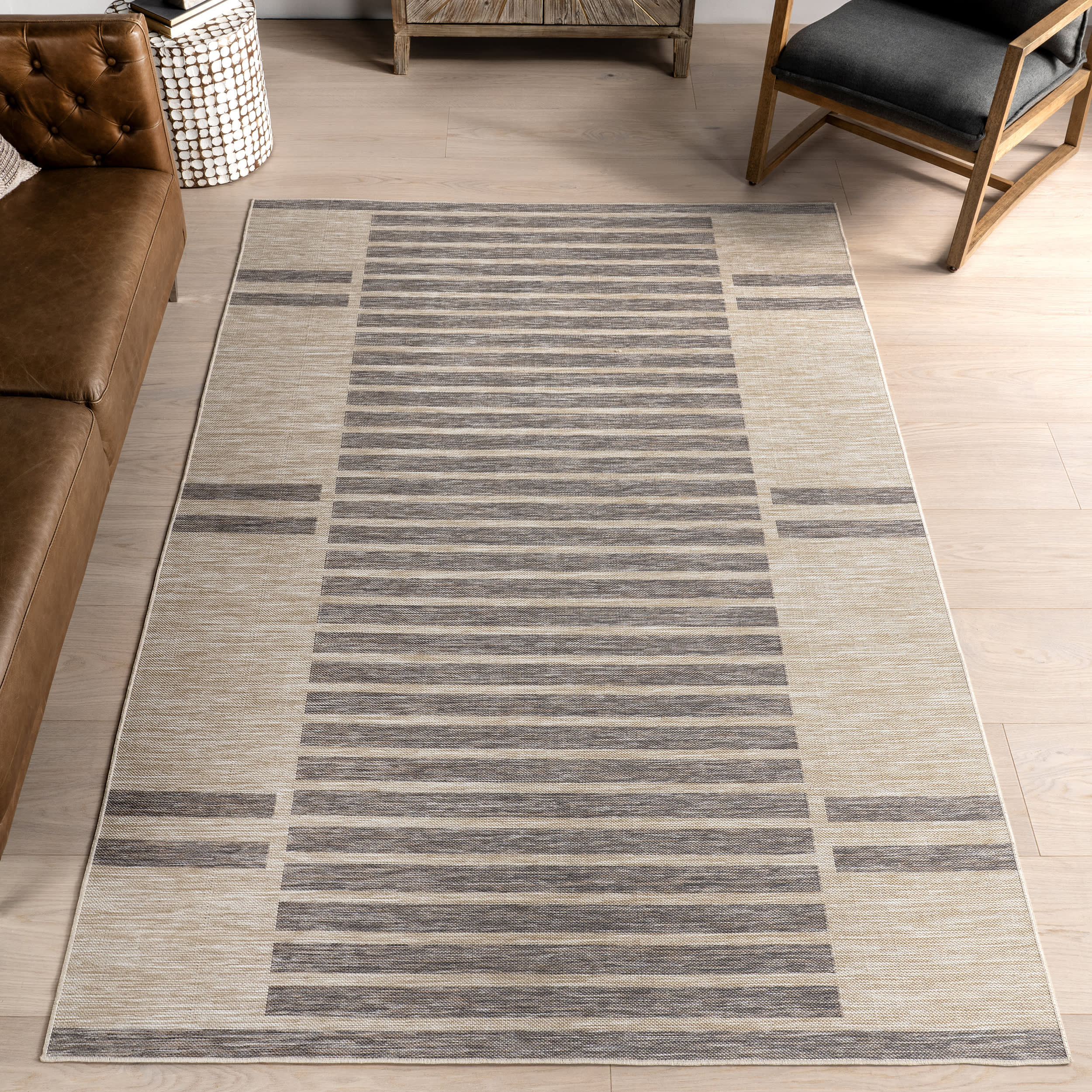 Jordan Blocked Stripes Indoor/Outdoor Rug | Light Grey - Image 9