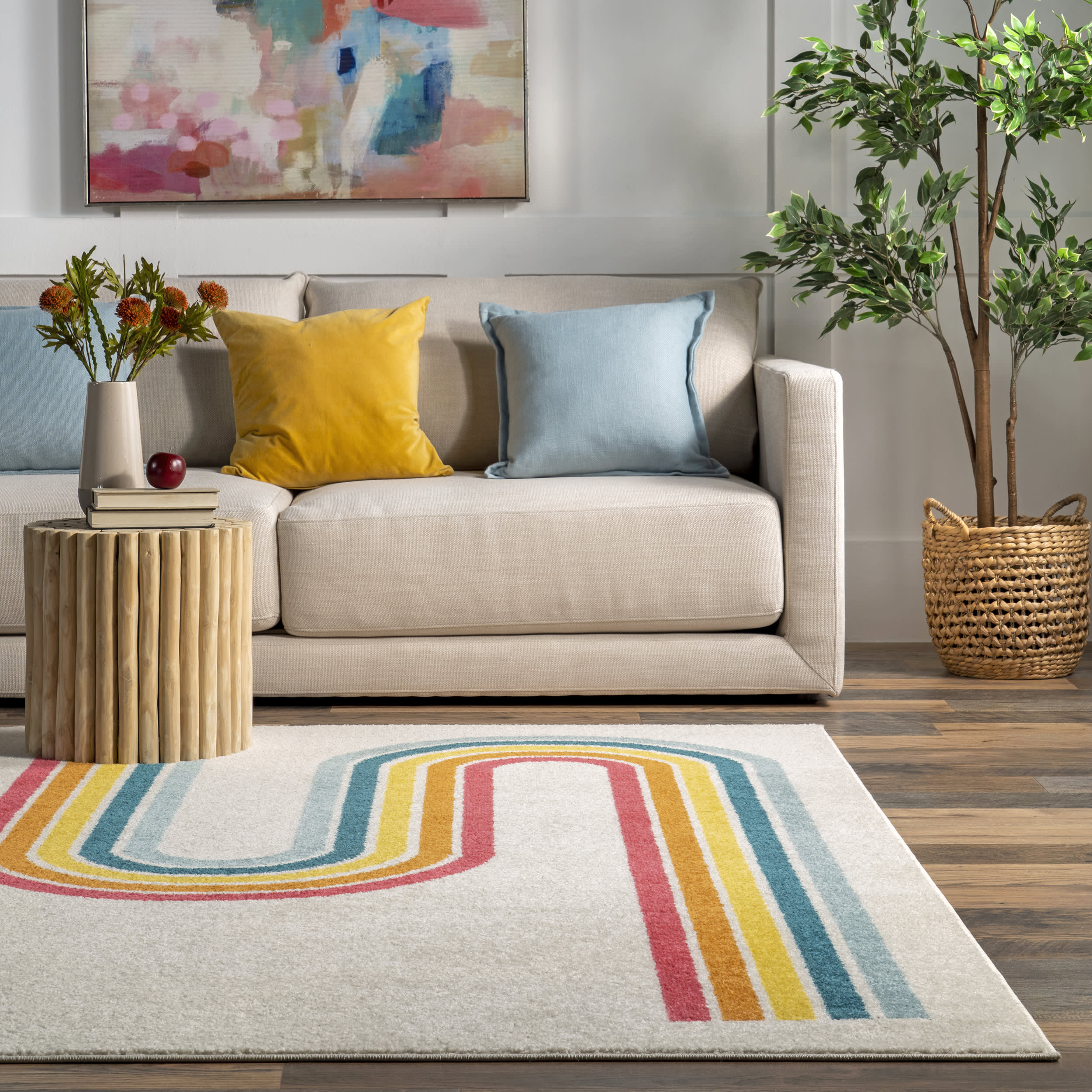 Jordana Kids Rainbow Stripe Rug | Multicolor - Image 4
