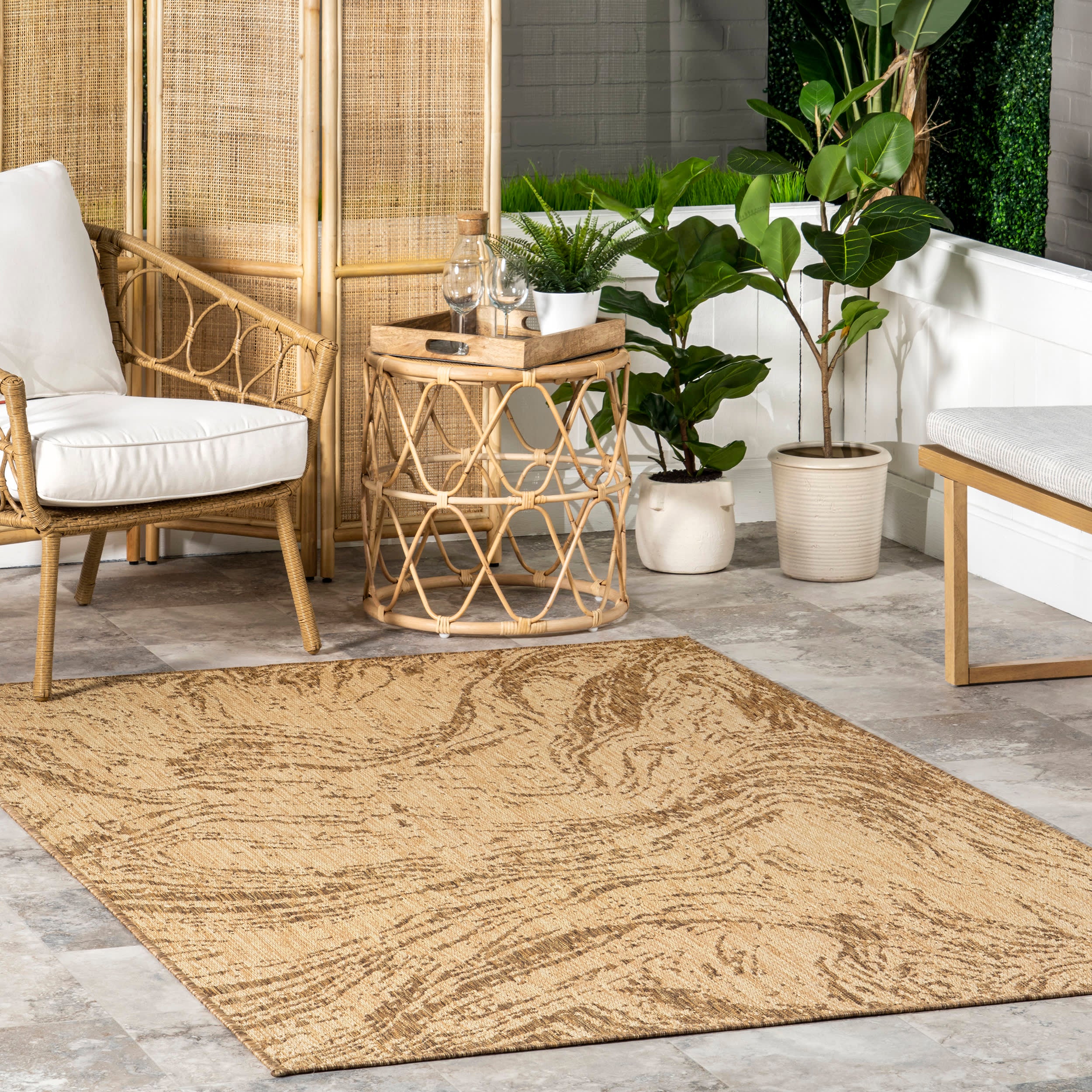 Jordana Marble Indoor/Outdoor Rug | Brown - Image 2