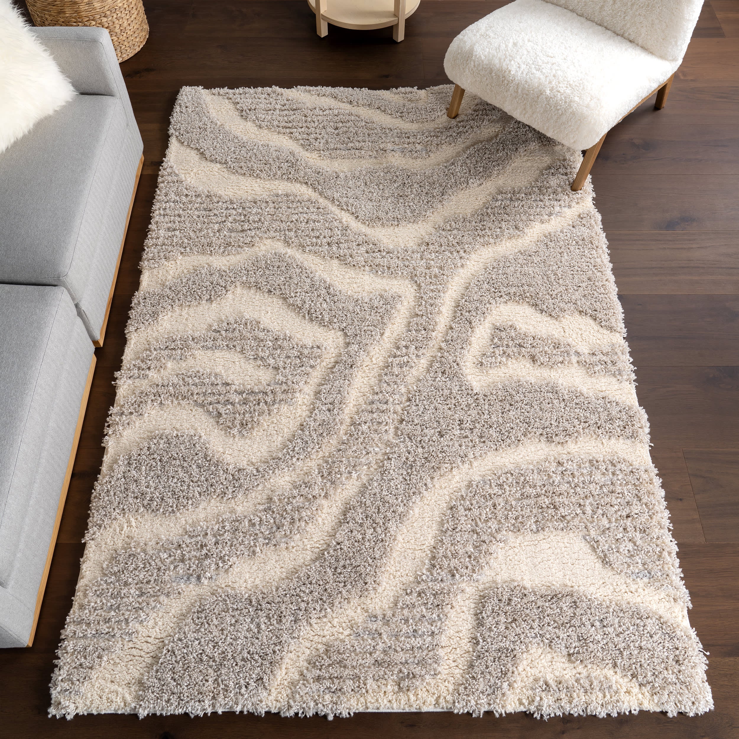 Jordyn Textured Waves Rug | Grey - Image 2