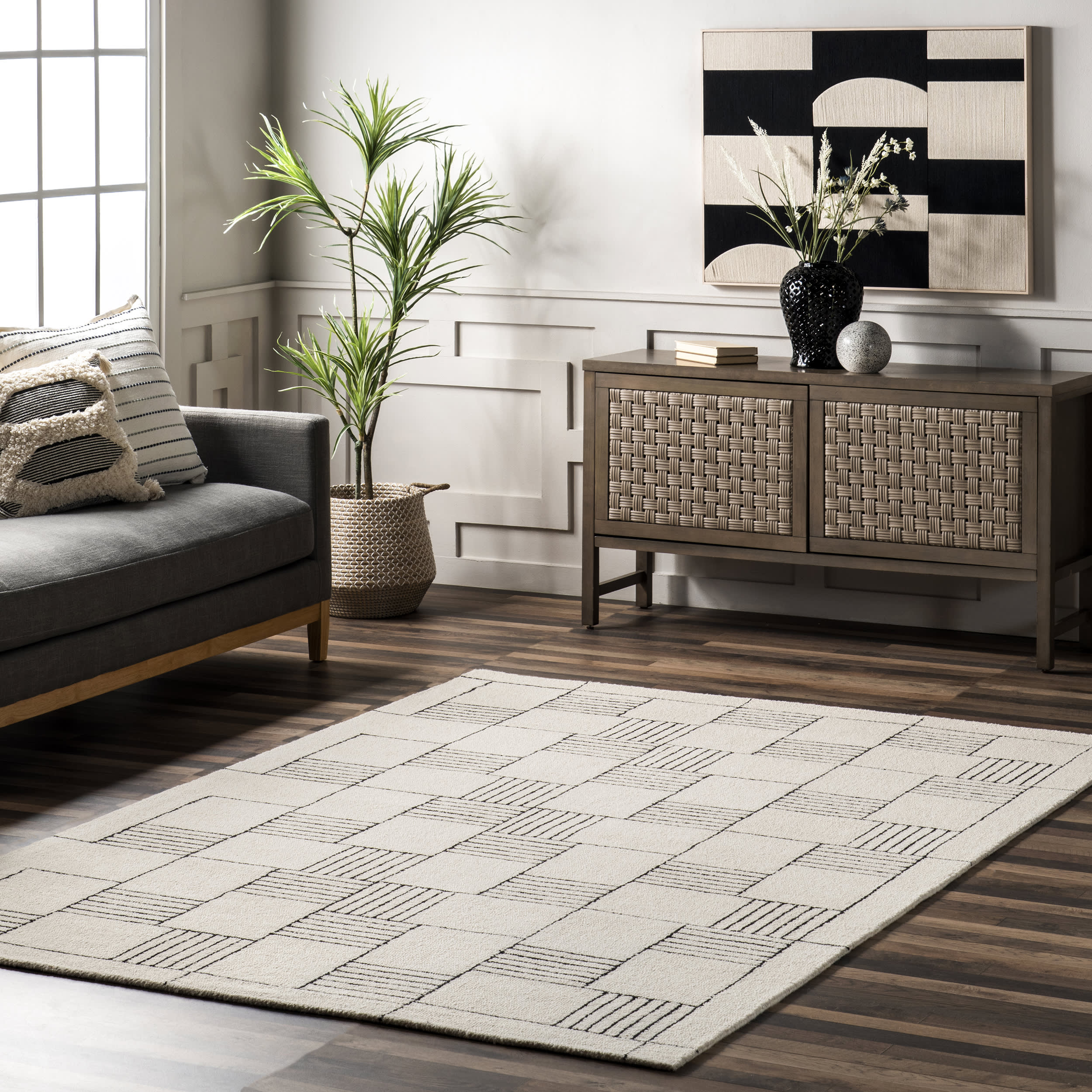 Jourdan Modern Wool Rug | Ivory - Image 2