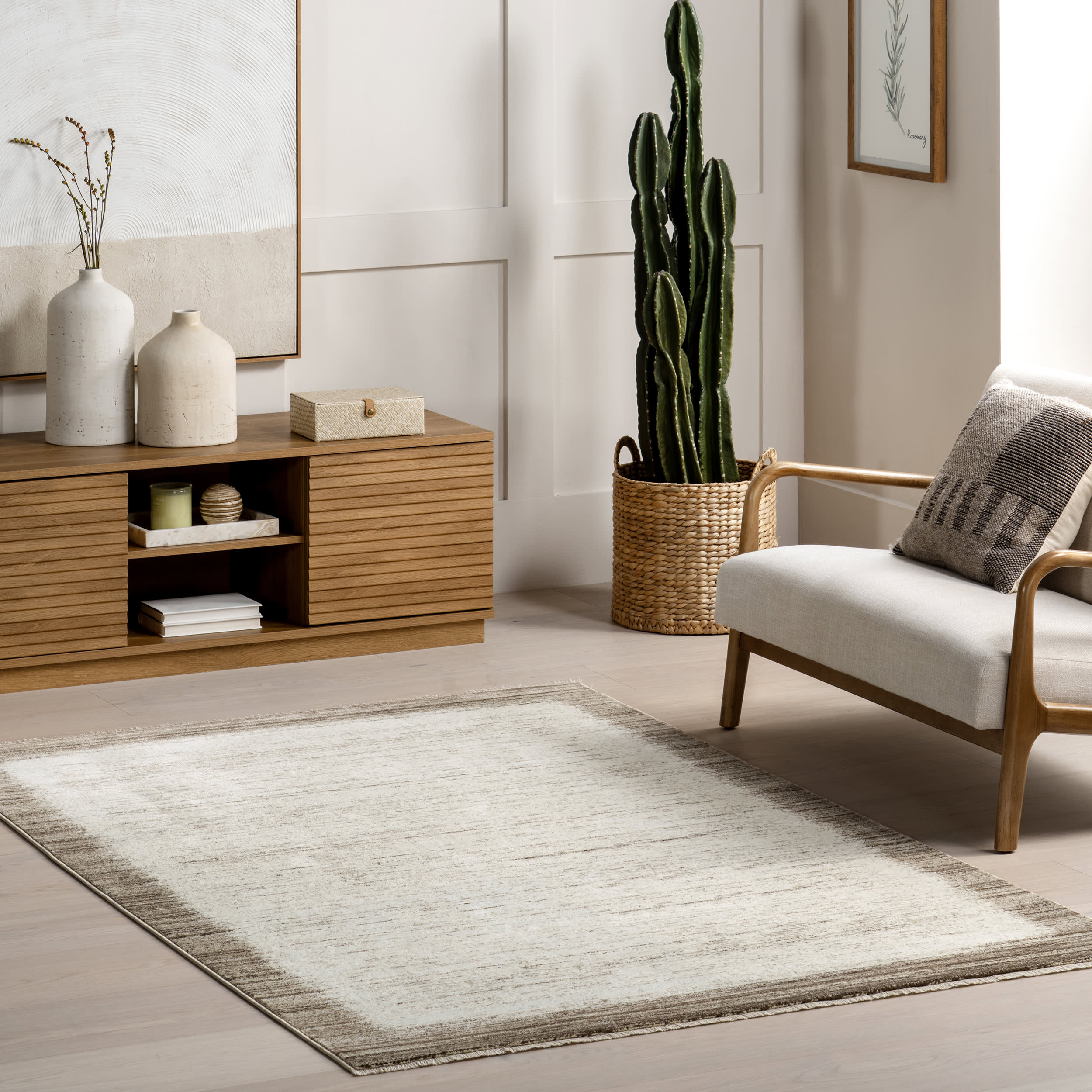 Journey Rustic Bordered Rug | Beige - Image 2